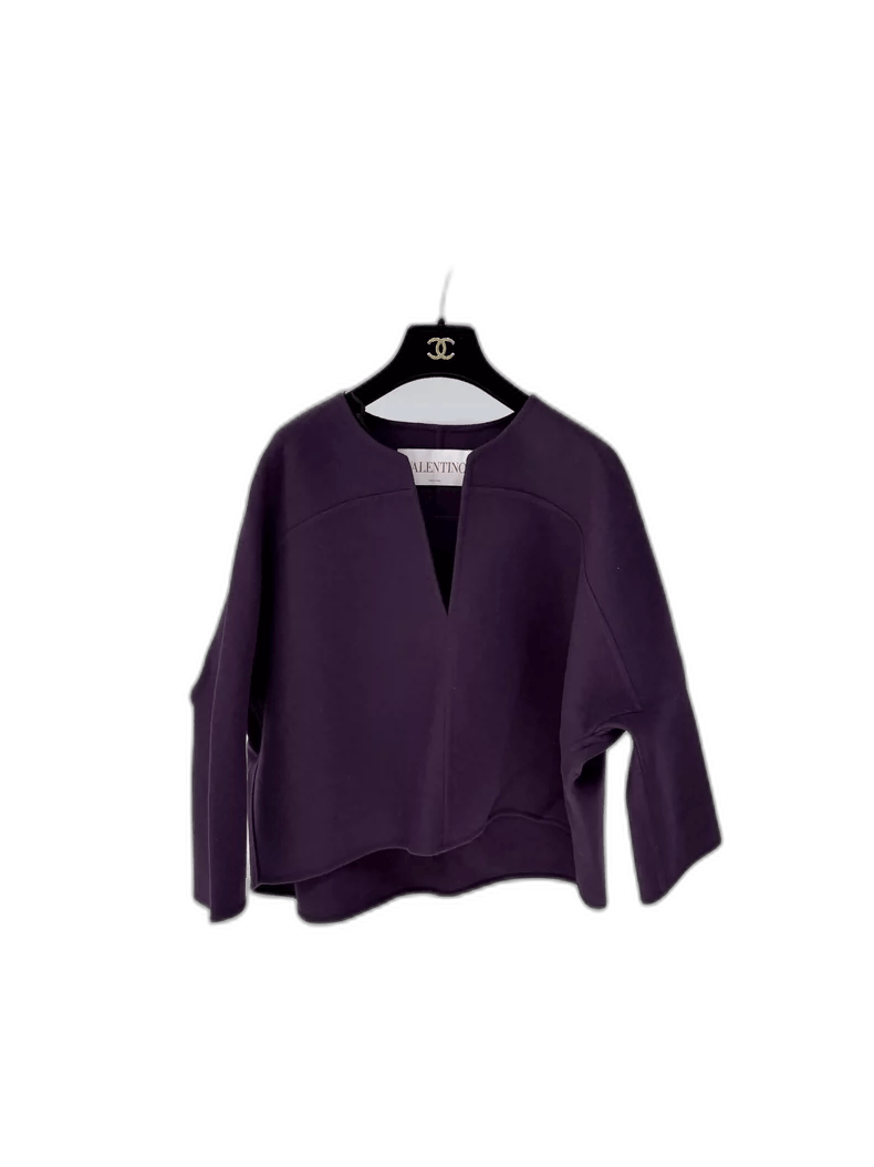 Valentino Purple Batwing Sleeve Wool Coat