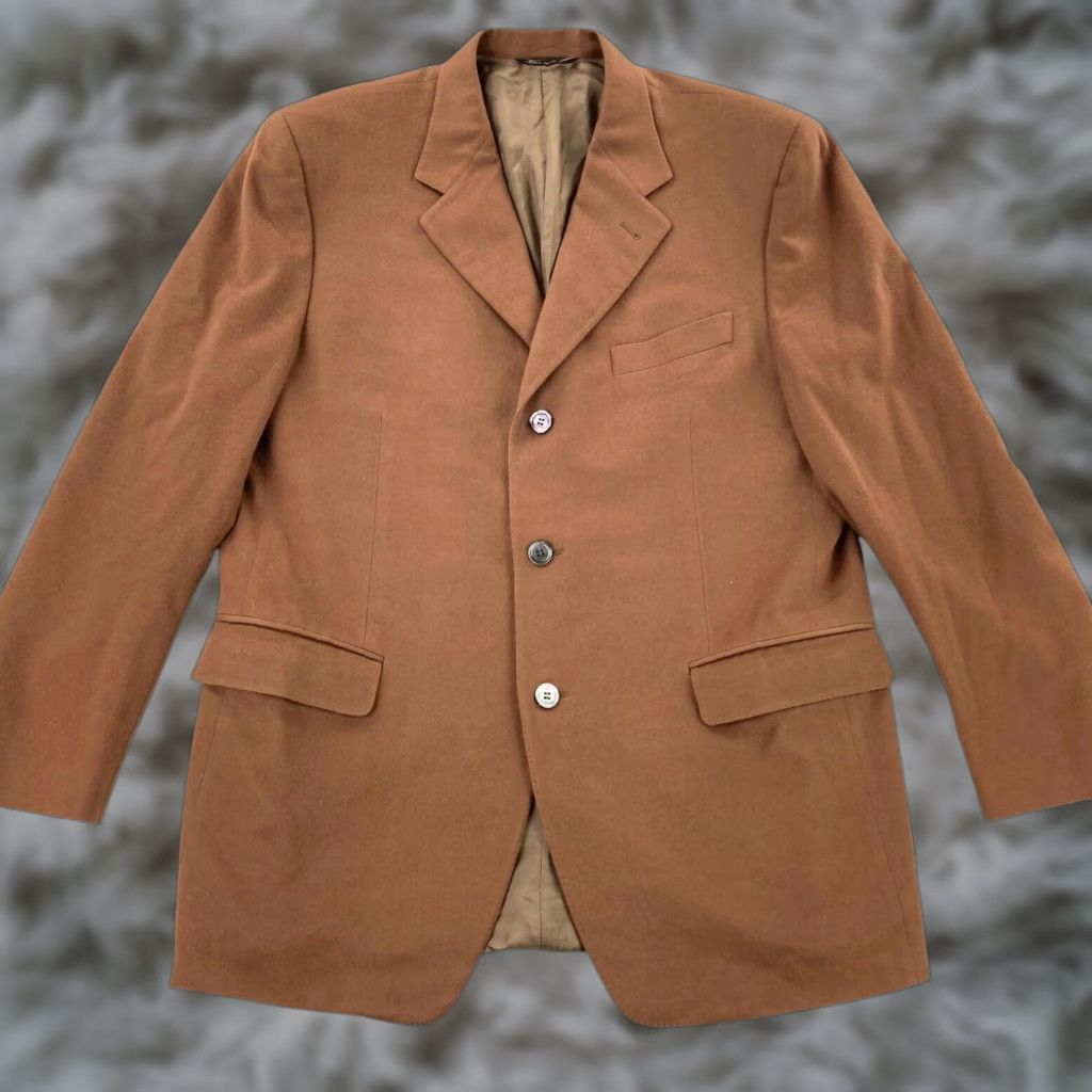 Canali Canali Mens Blazer Jacket 3-Button Wool Flannel Saddle Brown 42R US 52 IT Regular Size 42R - 1 Thumbnail