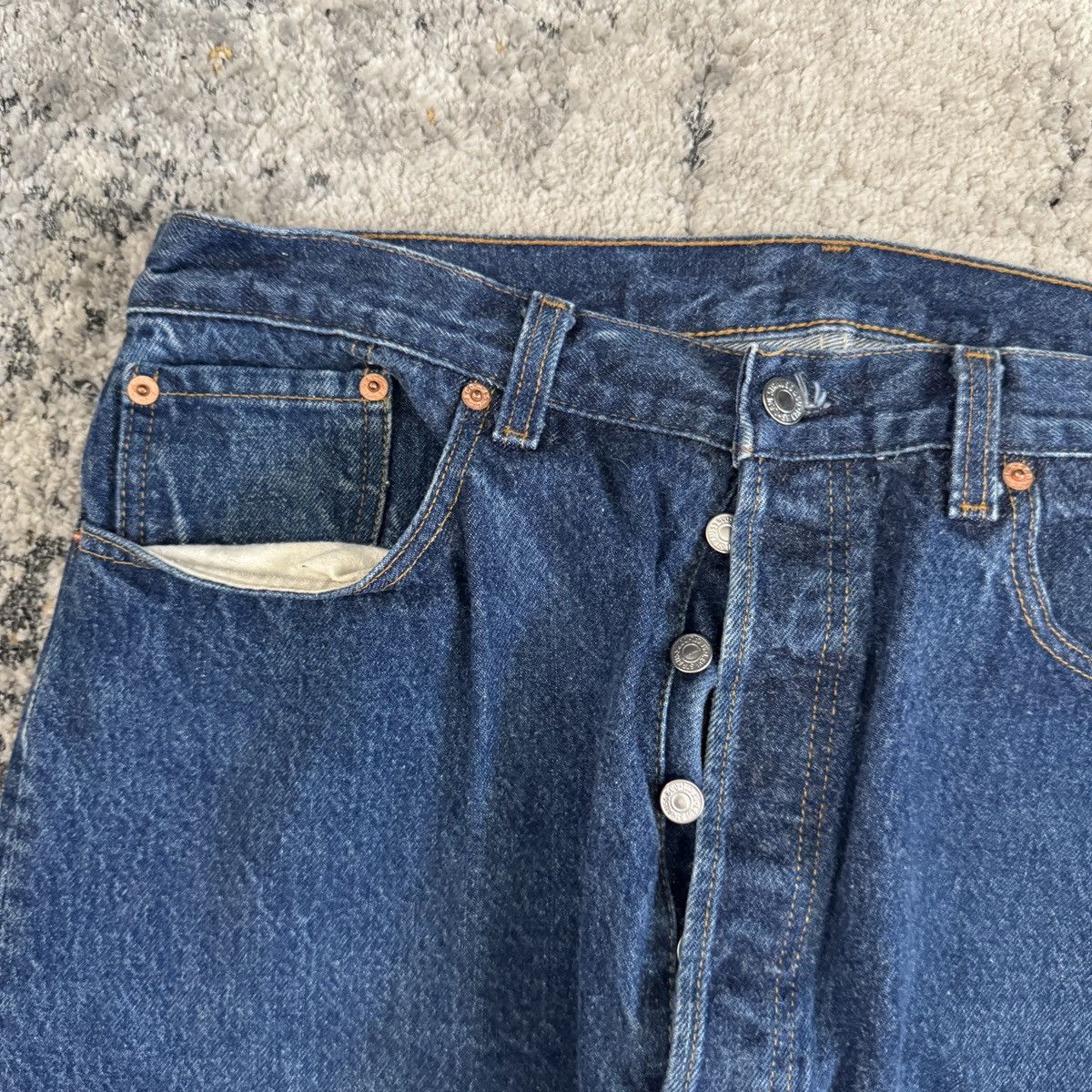 Japanese Brand × Levi's × Vintage Vintage 80s Levi’s 501 dark wash wide leg button fly jeans Size US 36 / EU 52 - 6 Thumbnail