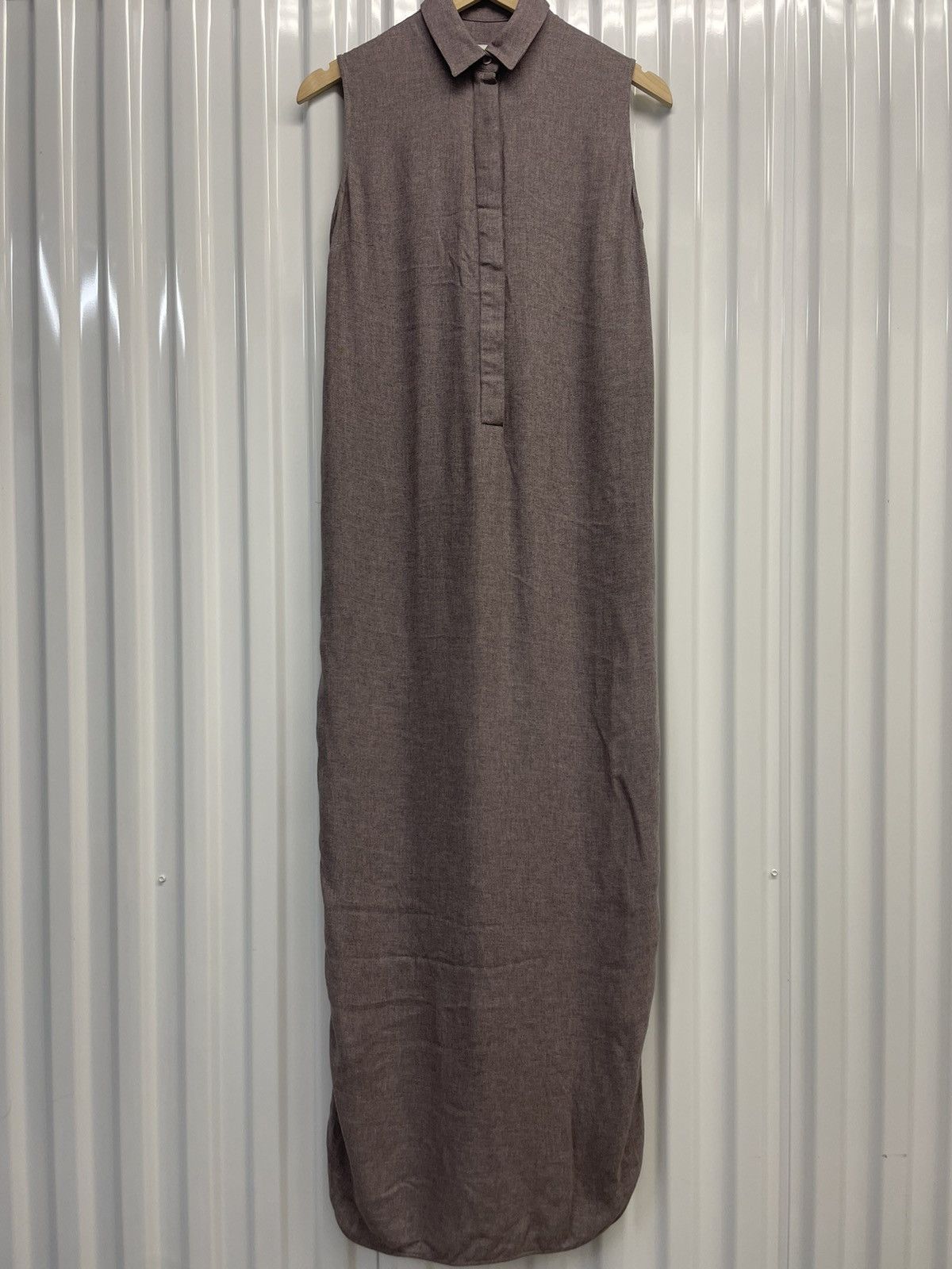 Maison Margiela MM6 Maxi Dress Collared Button High Low Viscose Purple Size S / US 4 / IT 40 - 1 Thumbnail