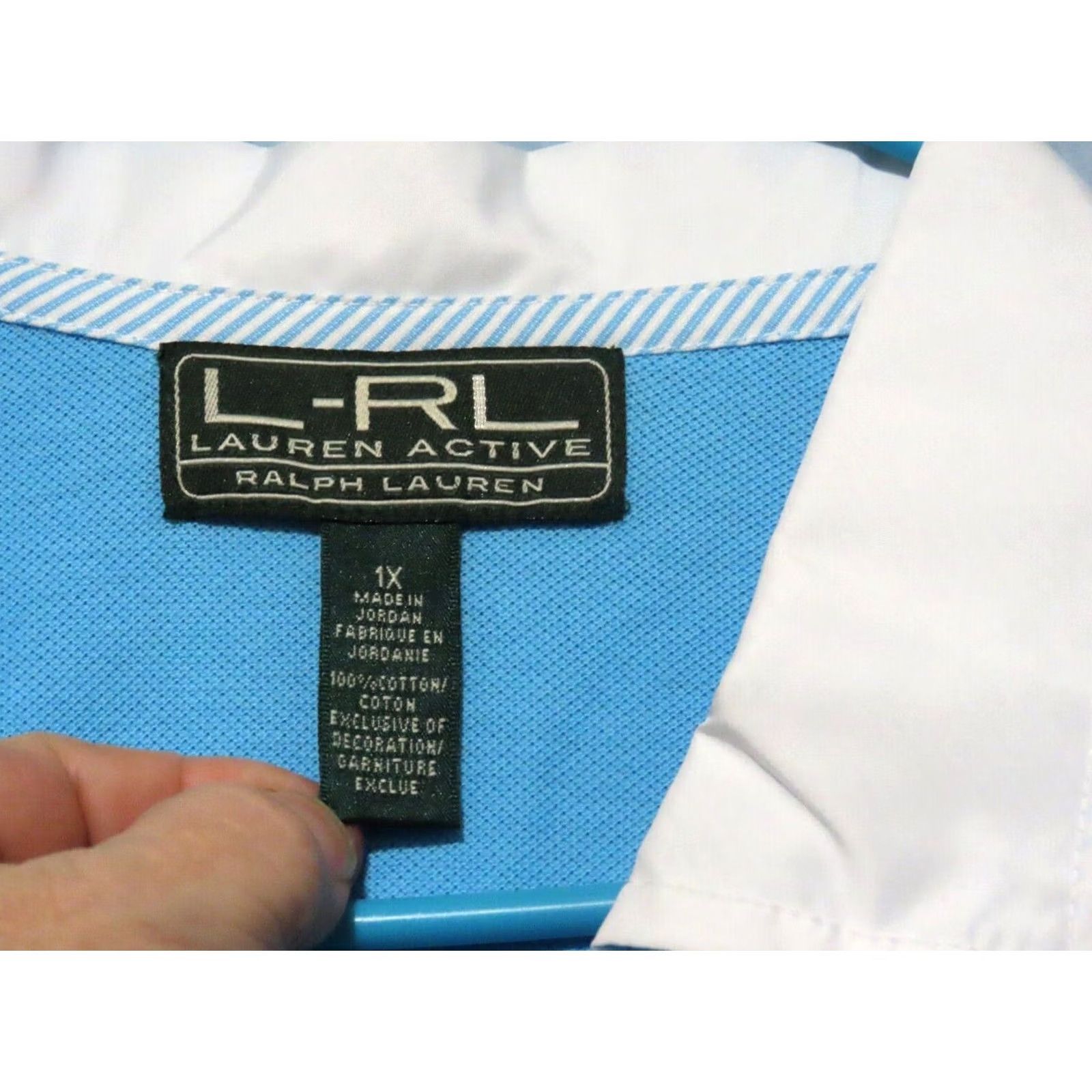Ralph Lauren Lauren Active Polo Shirt Women V-Neck Short Sleeve Light Blue 100% Cotton XL Button Accent Shirt Size XL / US 12-14 / IT 48-50 - 6 Thumbnail