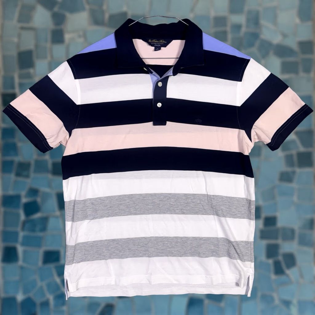 Brooks Brothers Brooks Brothers Shirt Mens L Polo Men Slim Supima Pique Rugby Stripes Logo Size US L / EU 52-54 / 3 - 1 Thumbnail