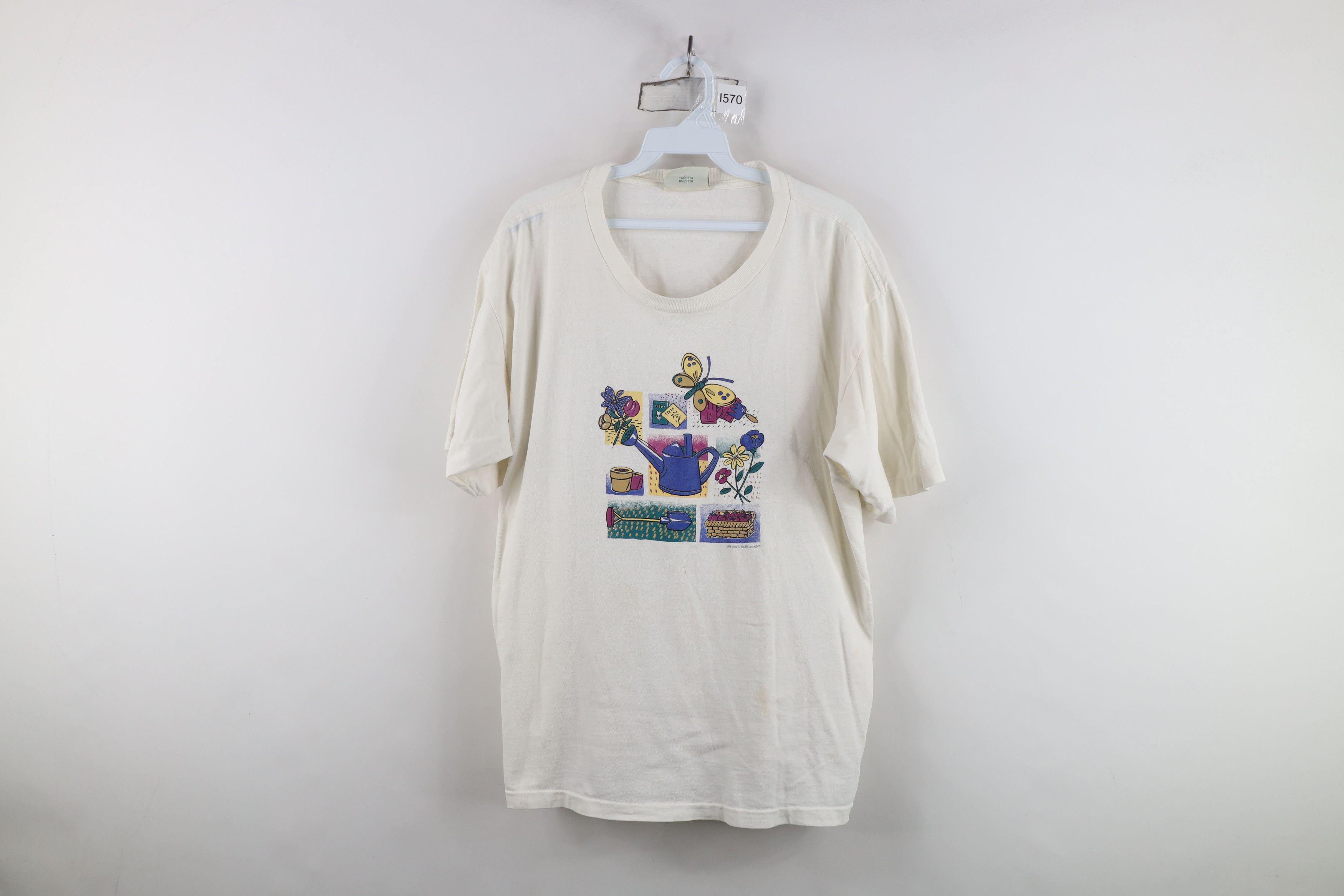 Vintage Vintage 90s Streetwear Nature Garden Butterfly T-Shirt Size XL / US 12-14 / IT 48-50 - 1 Thumbnail