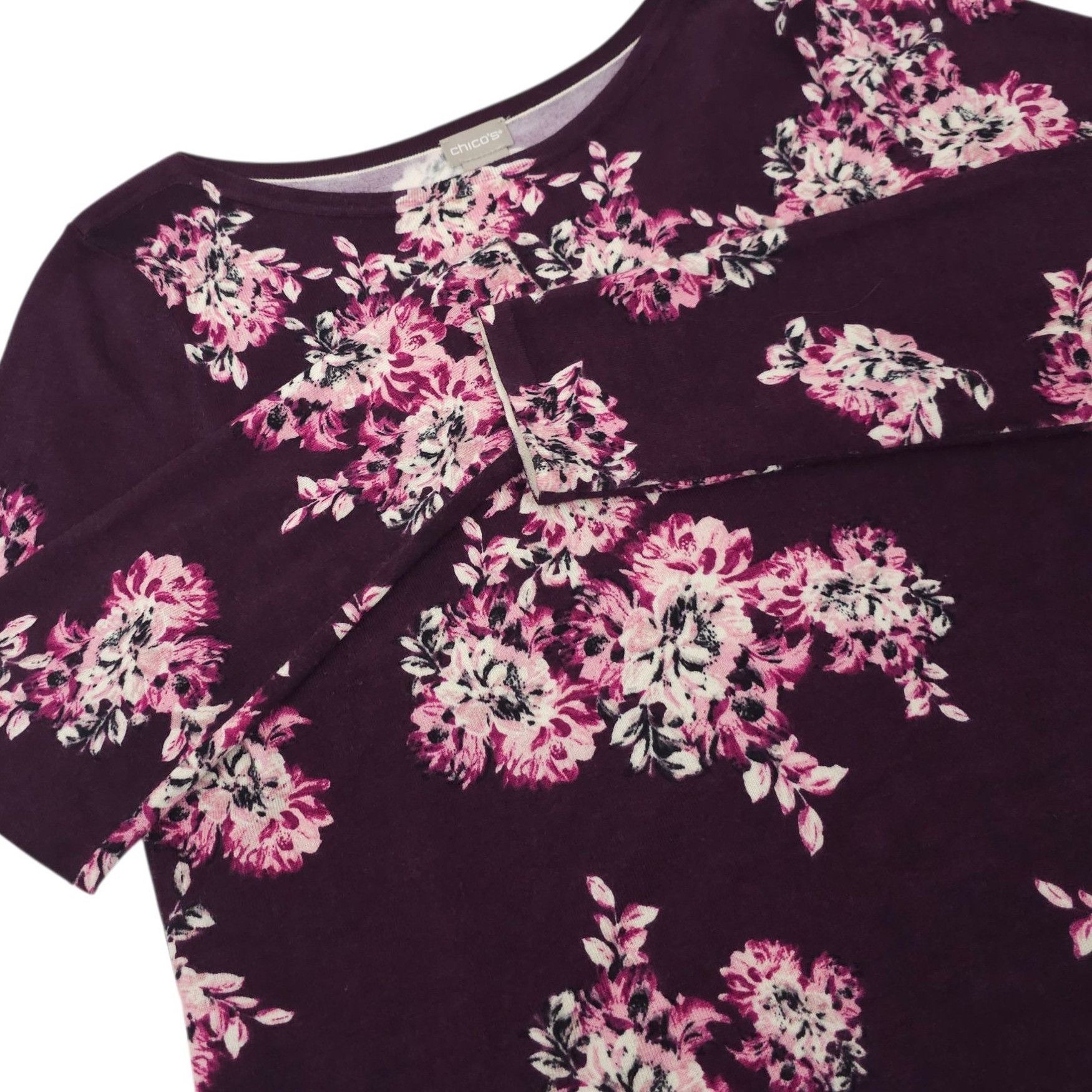 Chicos Chicos Simply Floral Knit Top Sweater Womens Size 1 US M Size M / US 6-8 / IT 42-44 - 1 Thumbnail
