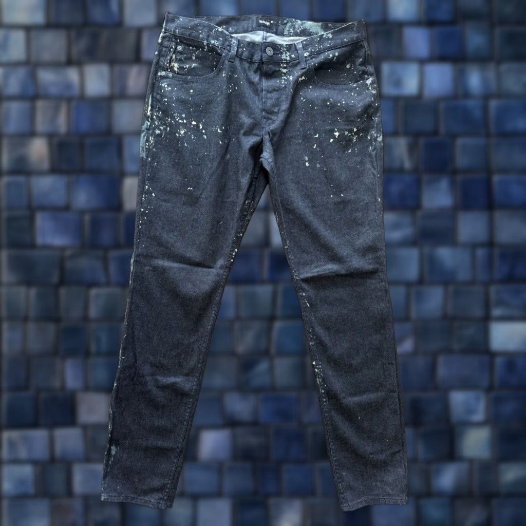 Hudson Hudson Jeans Slim Straight Denim Mens 36 Regular 37x32.5 Indigo Blue Splatter 5-Pocket Logo Button Tailored Urban Rock Theme Size US 36 / EU 52 - 1 Thumbnail