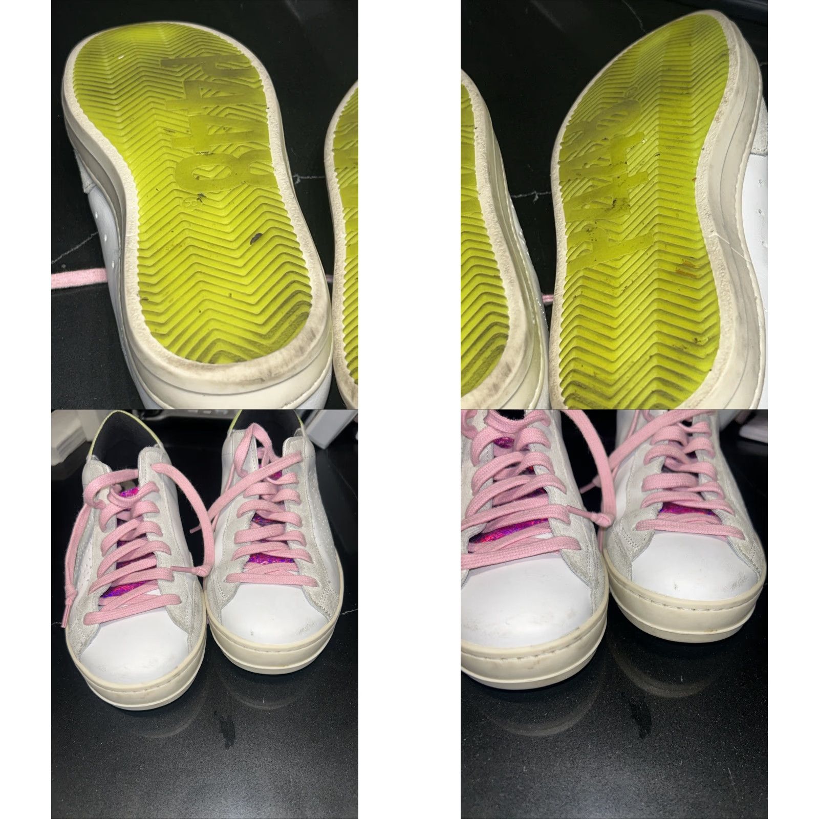 P448 P448 John Sneakers Womens 39 White Leather Pink Trim Mid Top Shoes Casual Athletic Sneaker Womens Size M / US 6-8 / IT 42-44 - 8 Thumbnail