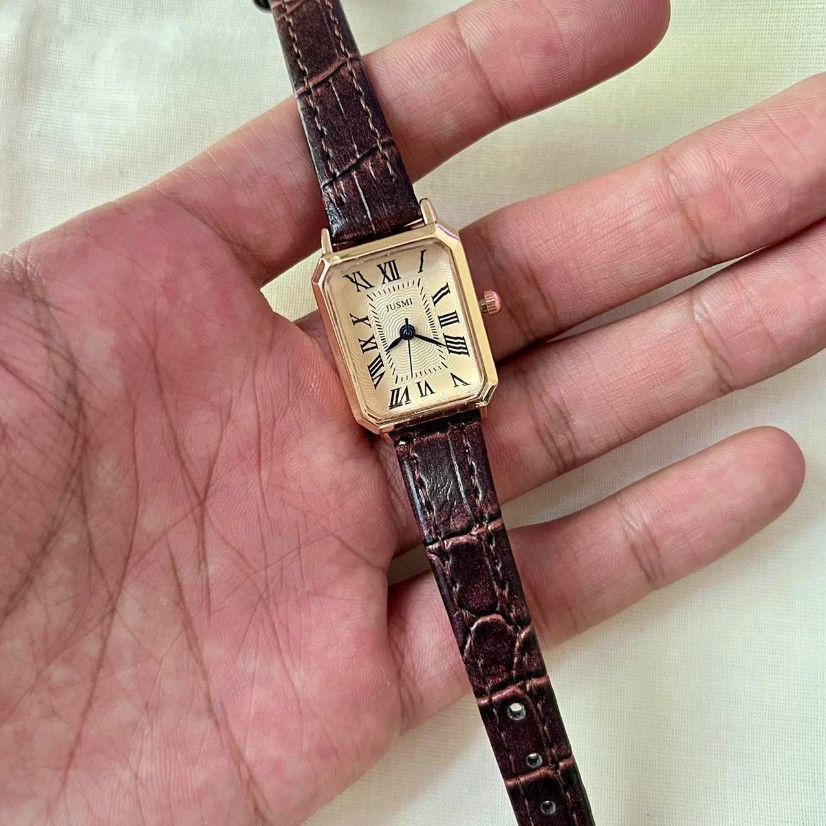 Jewelry 2000s vintage style rectangle brown leather luxury watch Size ONE SIZE - 5 Thumbnail