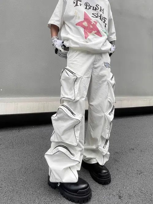Other Reflective Stars 3D Pocket Wide Leg Pants Size US 32 / EU 48 - 2 Thumbnail