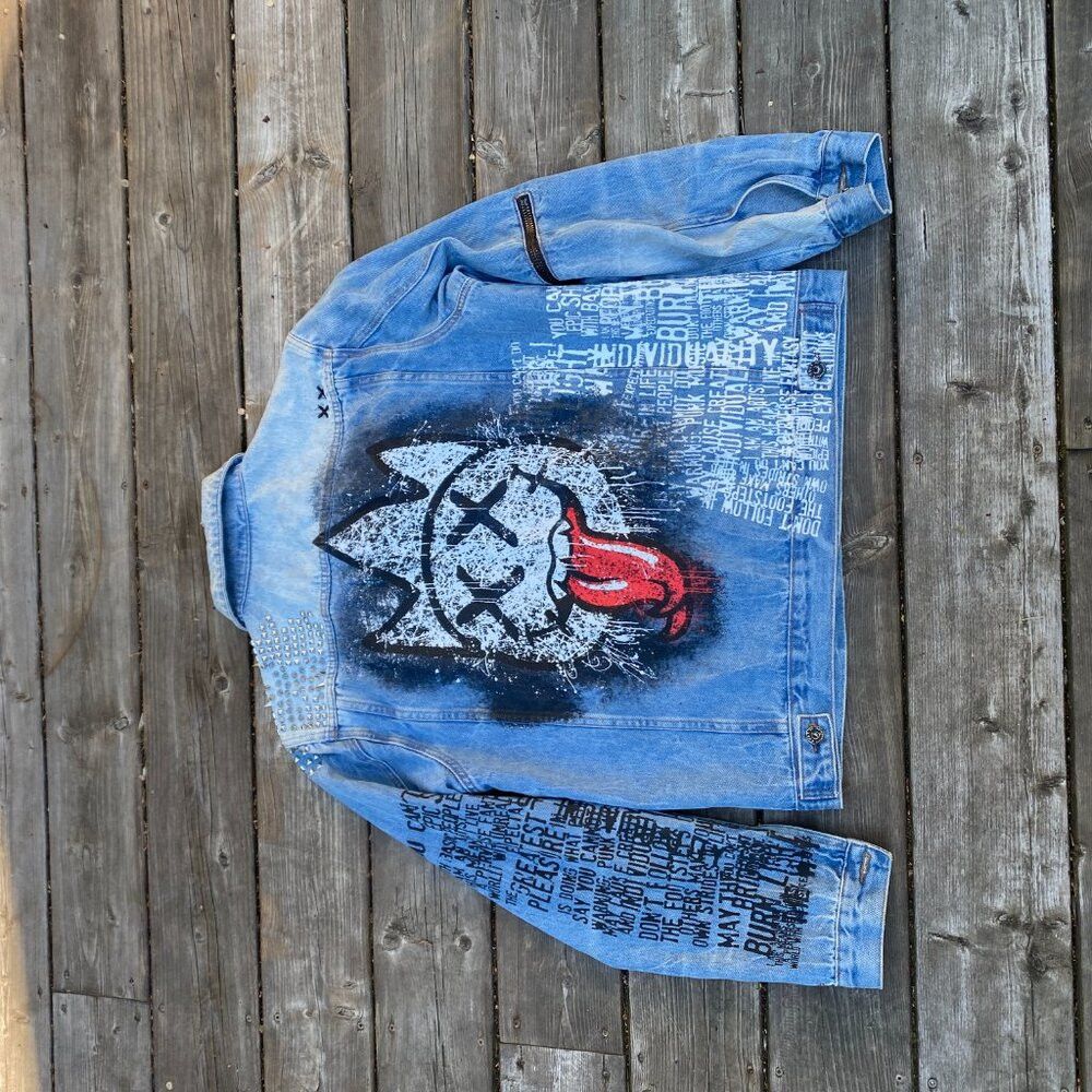 Cult Of Individuality × Vintage RARE Cult of Individuality Studded Denim Jacket 'Naughty Ty Size US L / EU 52-54 / 3 - 7 Thumbnail