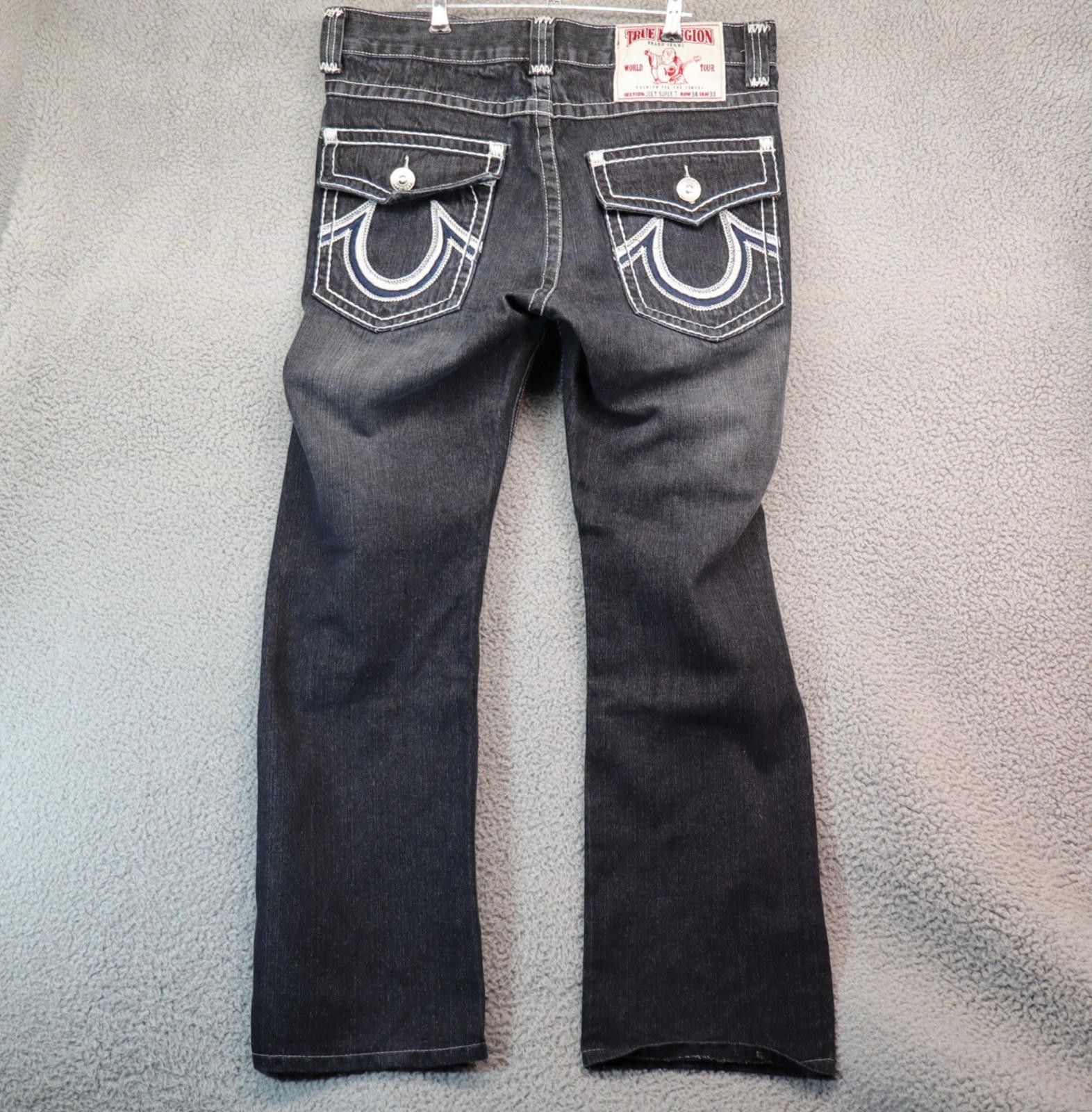 Men Jean Joey Super T True Religion Jeans 34x33 Black GUC US