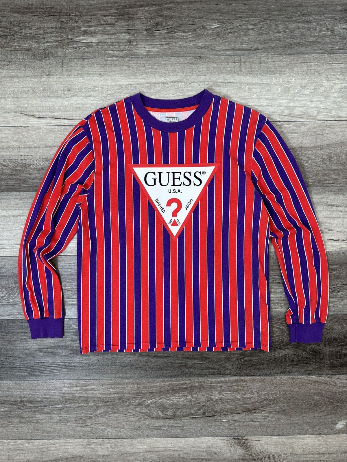 Guess AMAZING Guess USA OG Striped Triangle Classic Logo Tee Size US L / EU 52-54 / 3 - 1 Thumbnail