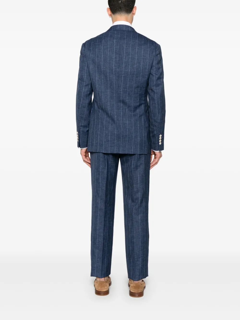 Brunello Cucinelli o1w1db10126 Stripe Suit in Blue Size 46R - 2 Thumbnail
