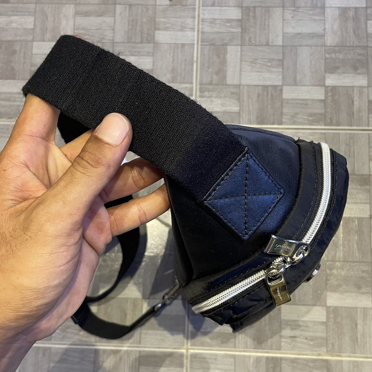 Leather × Orobianco Orobianco Nylon Trim by Leather Crossbody Made in Italy Size ONE SIZE - 5 Thumbnail