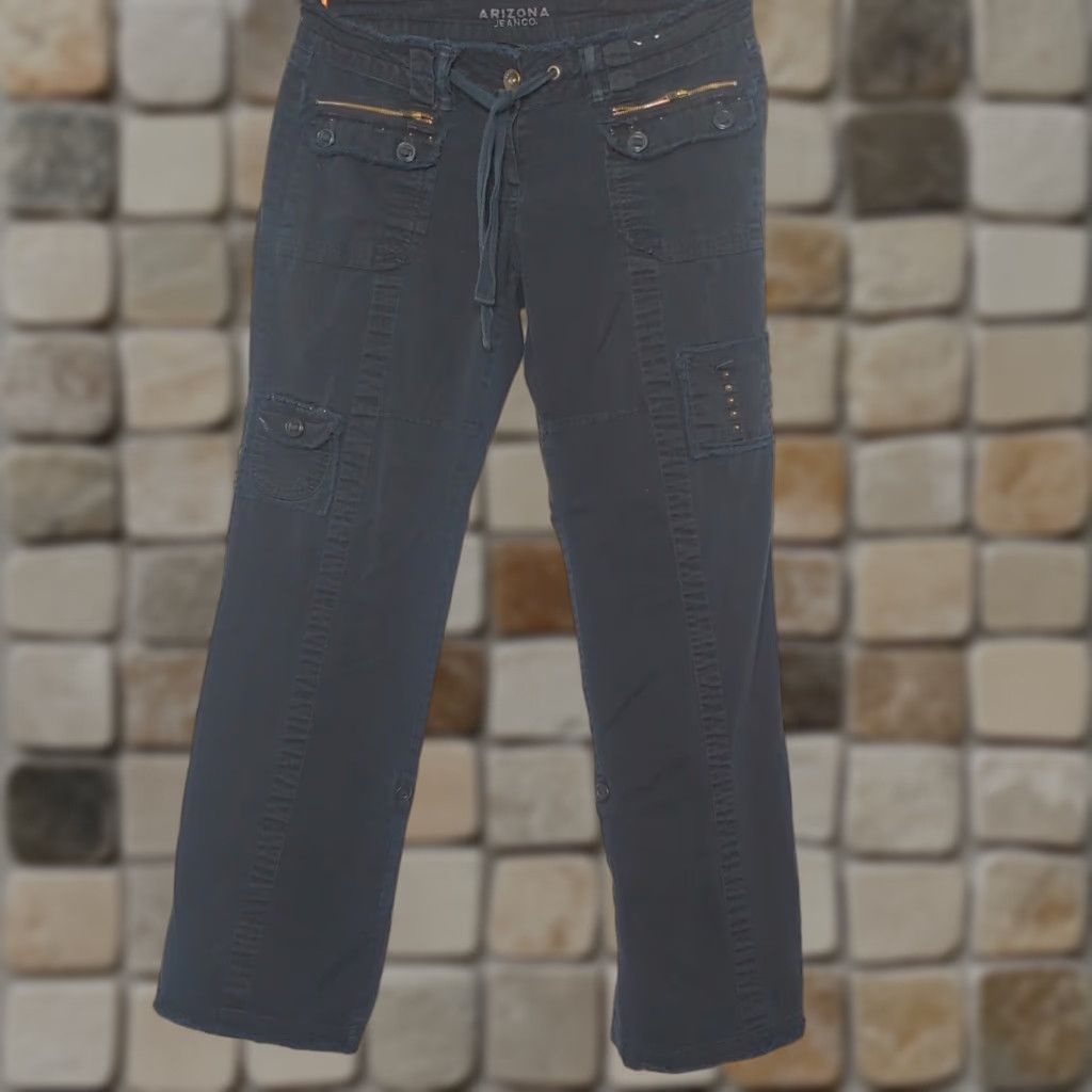 Vintage VINTAGE Arizona Jean Co Women’s Canvas Cargo Pants Y2K Distressed Blue Size 9 Size 35" - 1 Thumbnail
