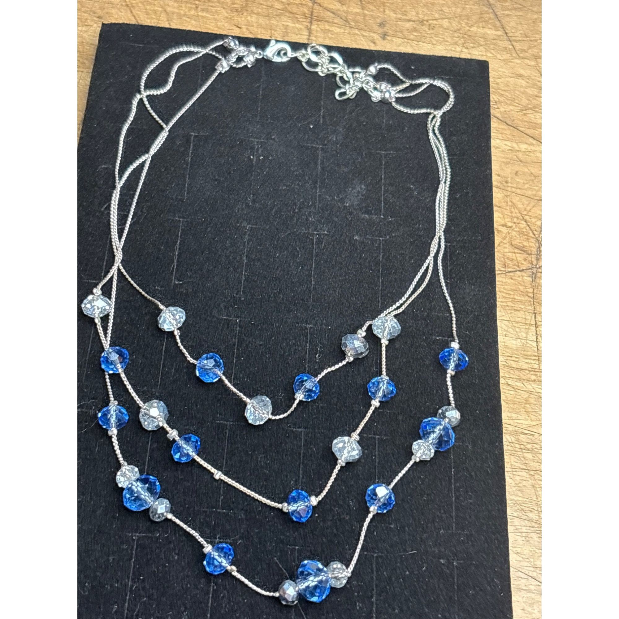 Other Multi-Strand Silver Necklace With Blue & Clear Beads Size ONE SIZE - 6 Thumbnail