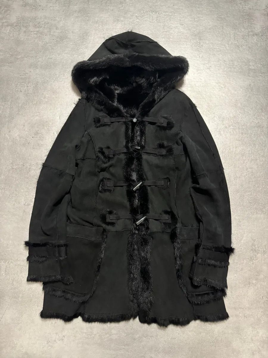 Armani 2000s Armani Reversible 2 in 1 Avant-Garde Black Rustic Fur Jacket Size S / US 4 / IT 40 - 4 Thumbnail