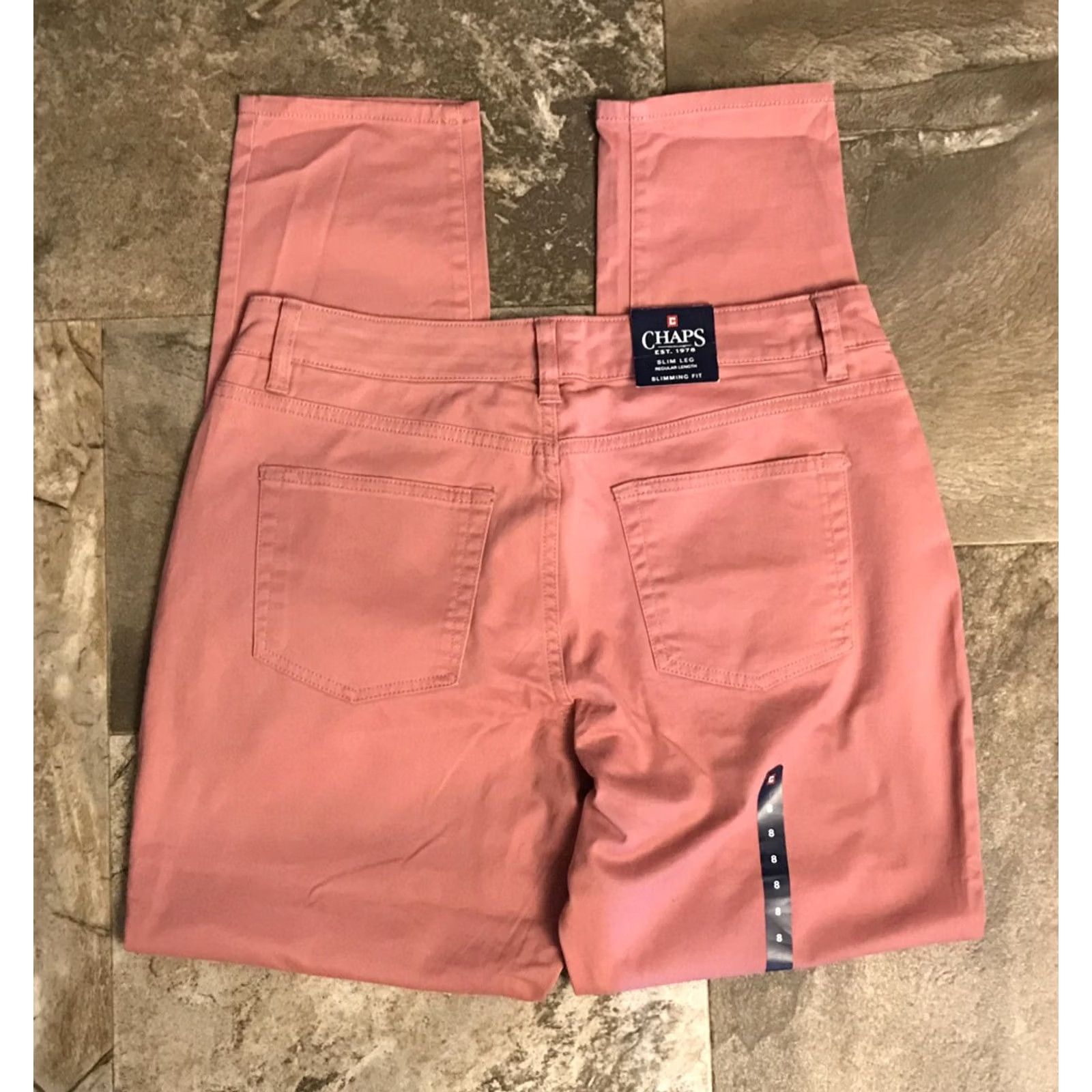 Chaps Chaps Pants Womens 8 Pink Slim Straight Mid Rise NWT Dress Workwear Easy Care Stretch Flat Front Pocket Size 30" / US 8 / IT 44 - 2 Thumbnail