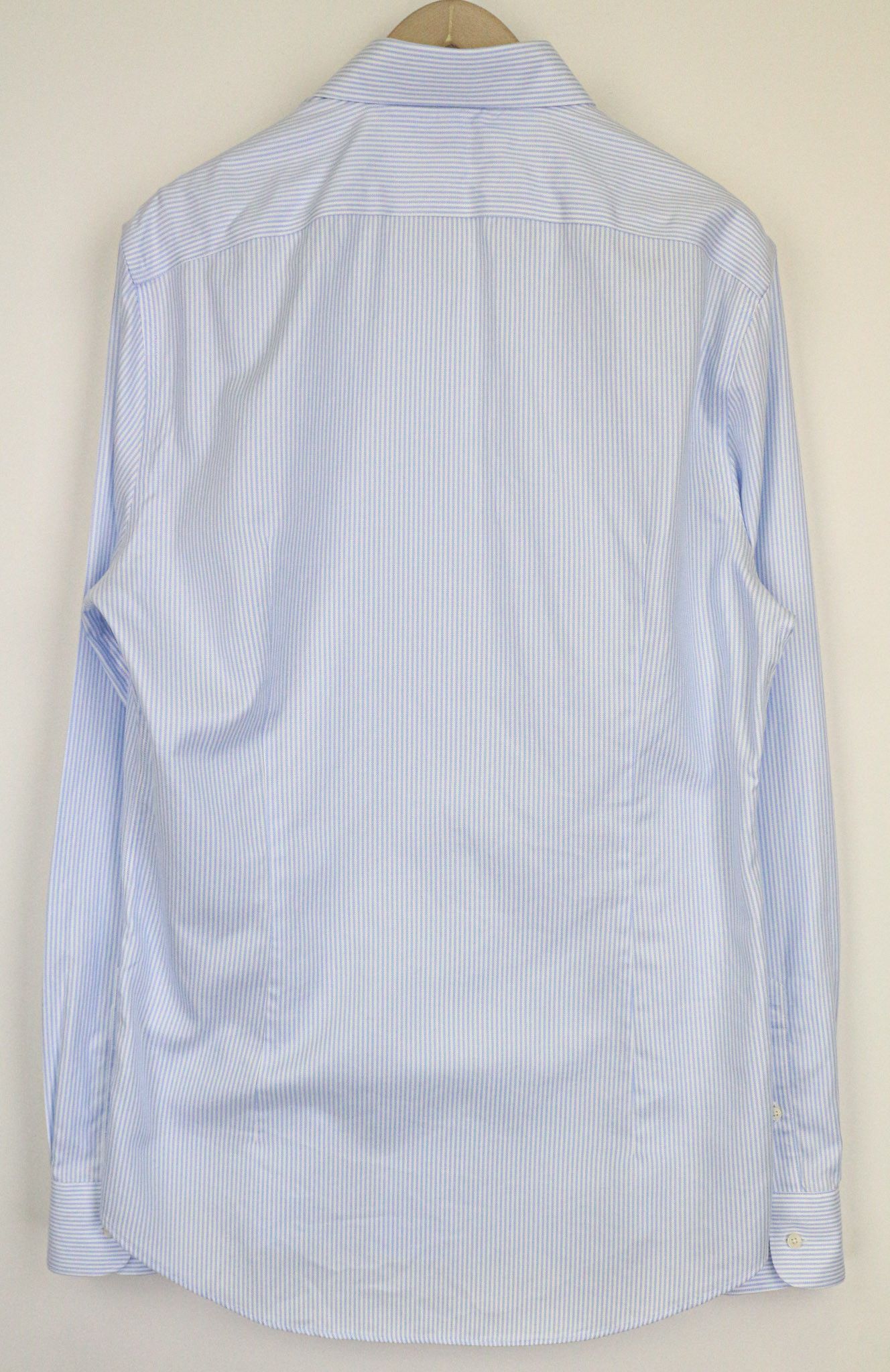 Suitsupply 44L/17 1/2L Extra Slim Blue Cotton Striped Shirt 75933 Size 44L - 2 Thumbnail