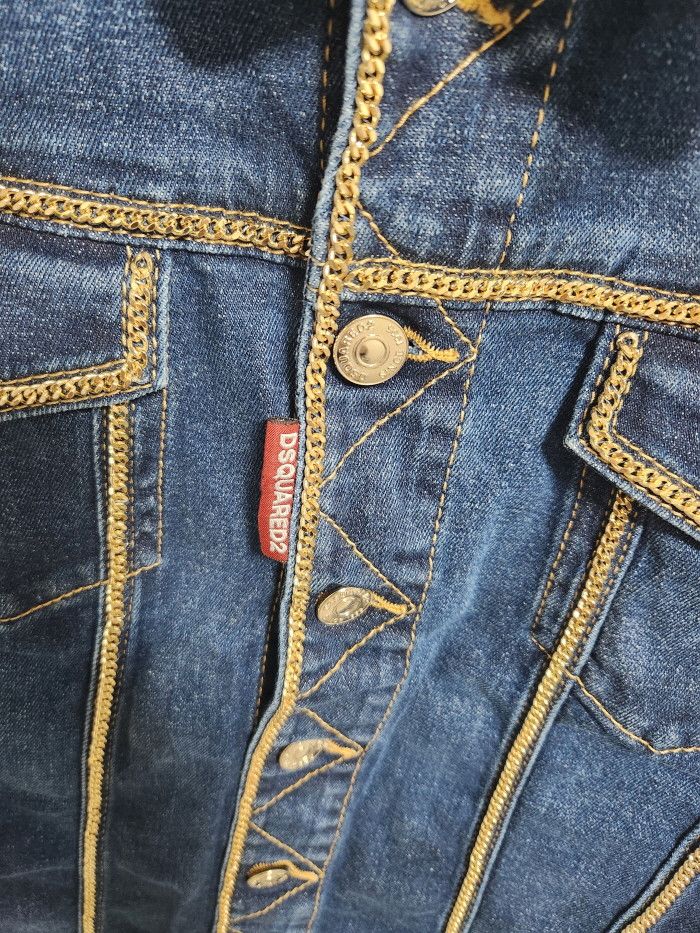 Dsquared2 DSQUARED2 chain-detailed cropped denim jacket Size M / US 6-8 / IT 42-44 - 4 Thumbnail