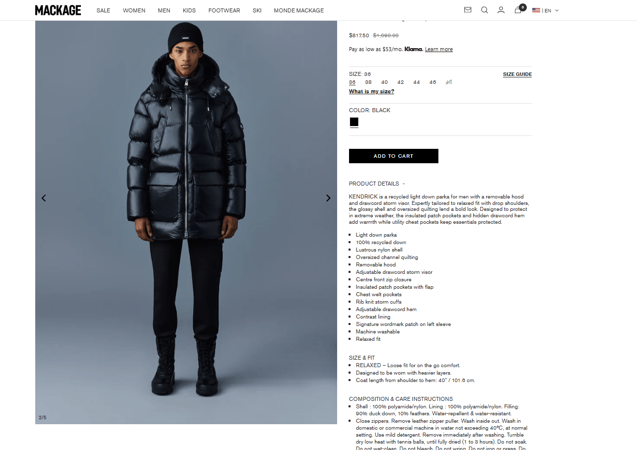 Mackage Mackage Kendrick size:40 (Us:Large) Size US L / EU 52-54 / 3 - 5 Thumbnail