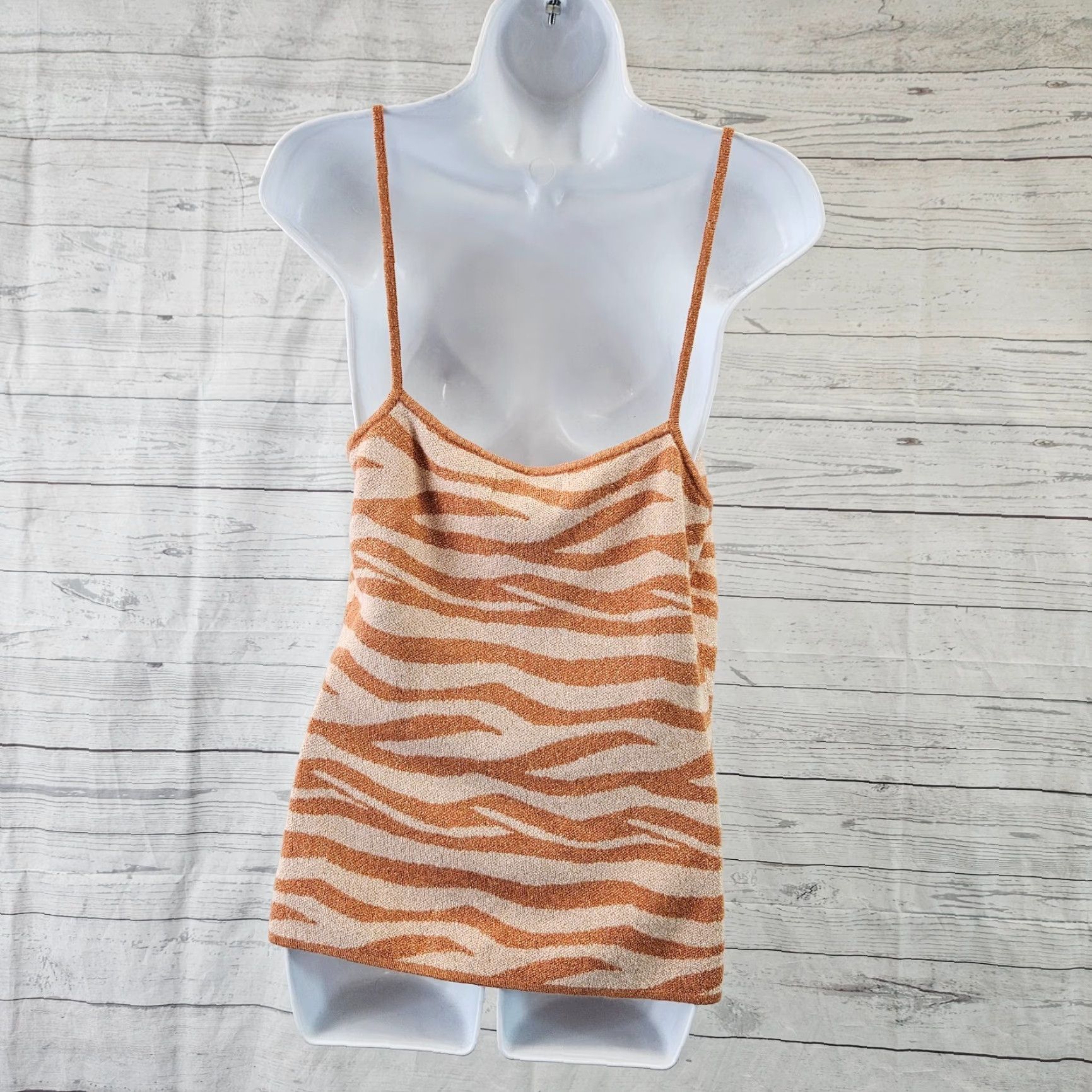 Anthropologie Anthropologie Womens Knit Tank Top Sz Medium Orange Animal Print Viscose Blend Size M / US 6-8 / IT 42-44 - 3 Thumbnail