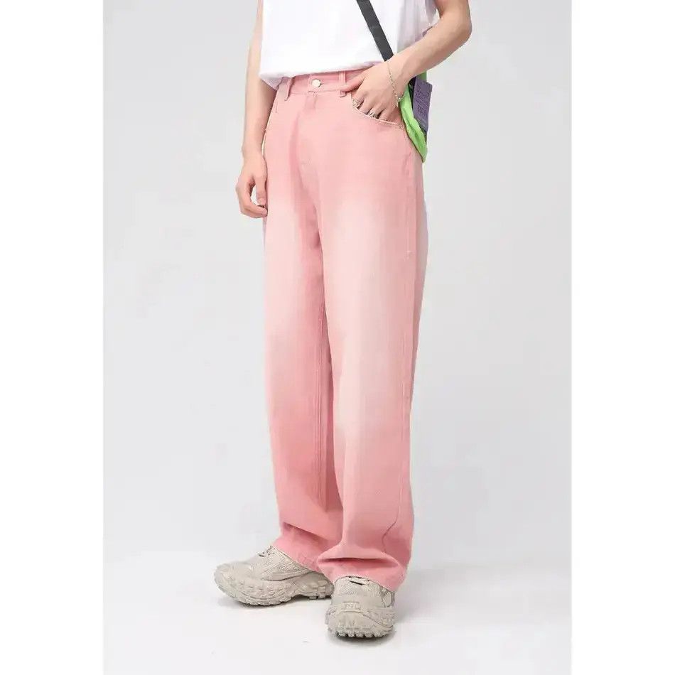 Japanese Brand Retro straight pink wide leg jeans Size US 32 / EU 48 - 6 Thumbnail