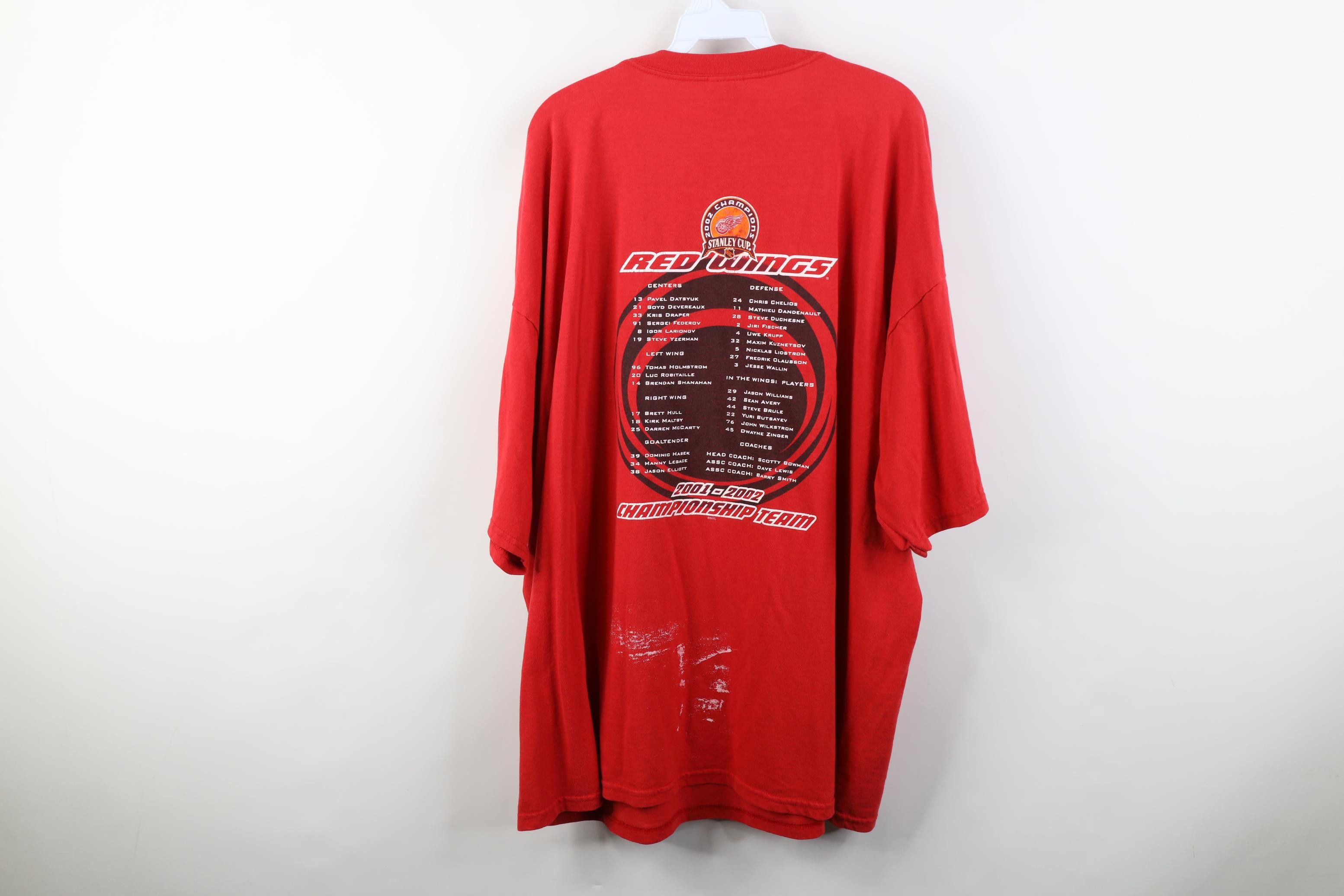 Vintage Vintage 2002 Stanley Cup Champions Wings Hockey T-Shirt Size US XXL / EU 58 / 5 - 11 Thumbnail
