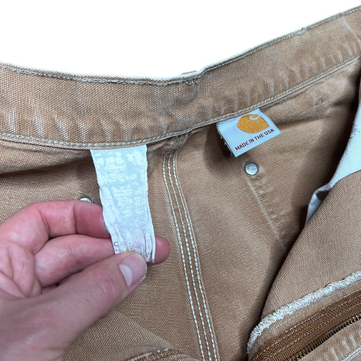 Carhartt Vtg 1990s Carhartt Tan Double Knee Carpenter Dungaree Pants Size US 33 - 4 Thumbnail