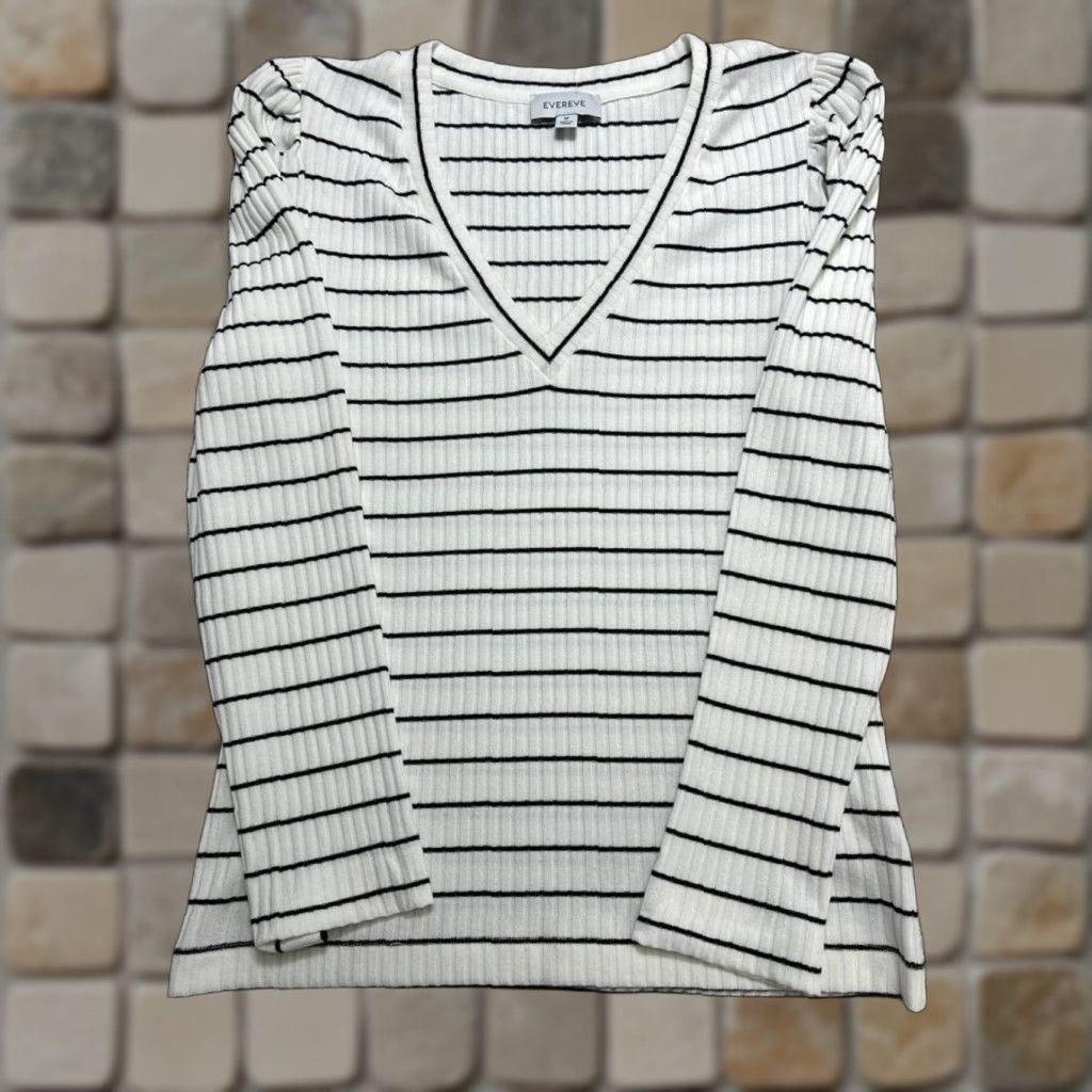 Vintage Evereve Sweater Womens Medium White Black Knit Pullover Size M / US 6-8 / IT 42-44 - 1 Thumbnail