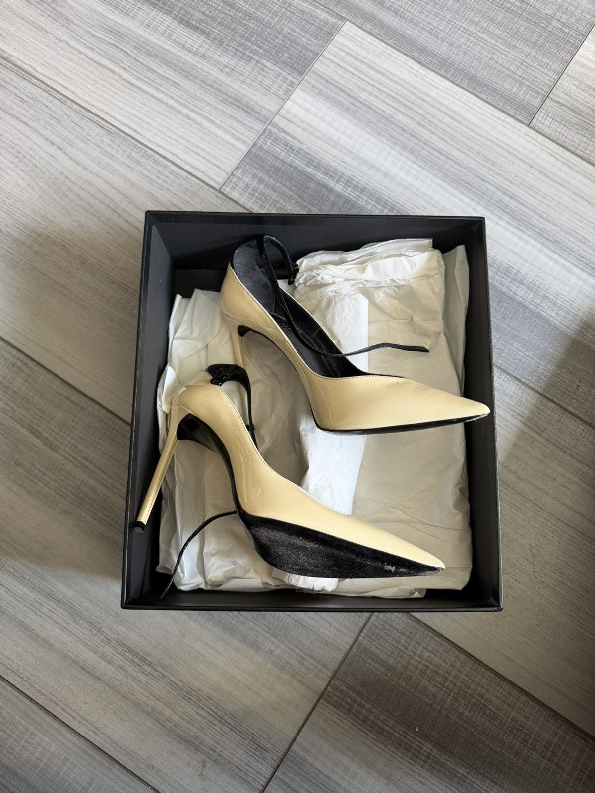 Saint Laurent Paris Saint Laurent Zoe 105 Patent Leather Heels Pumps Nude 37+ Size US 7 / IT 37 - 3 Thumbnail
