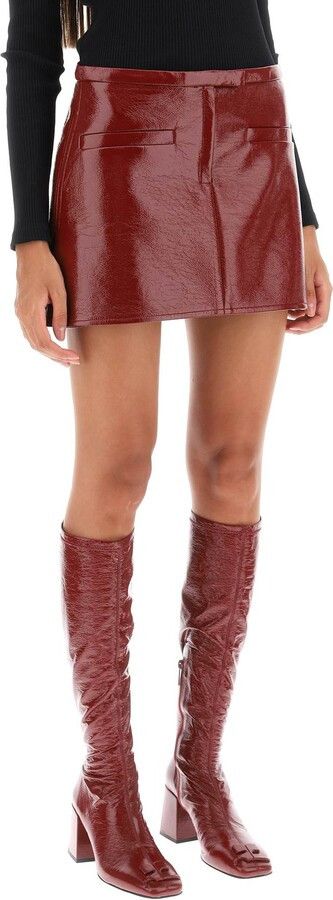 Courreges o1mle0824 Heritage Vinyl Mini Skirt in Red Size 27" / US 4 / IT 40 - 2 Thumbnail
