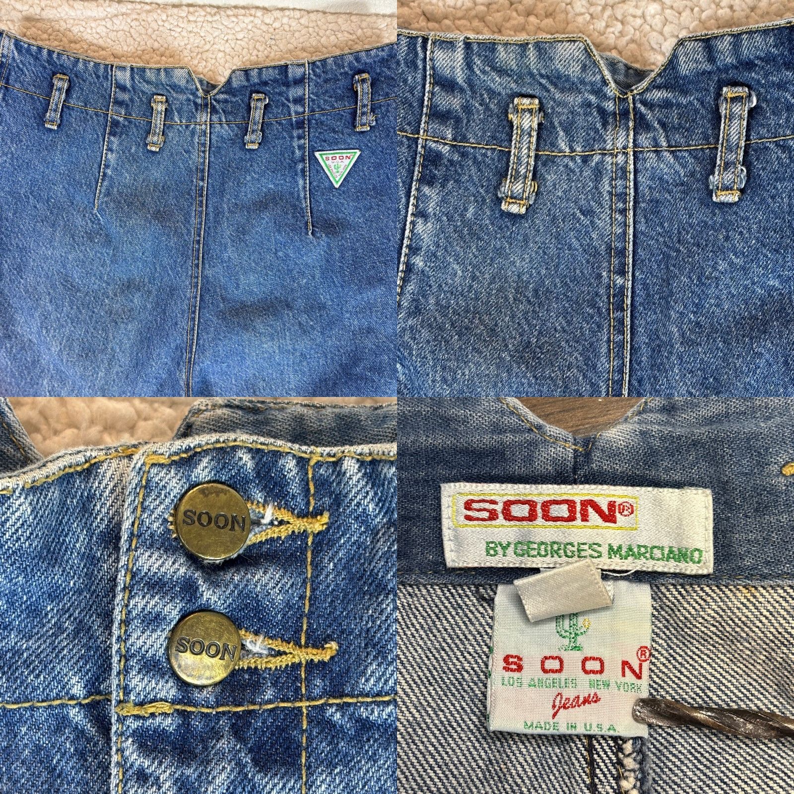 Vintage VINTAGE SOON Georges Marciano Jeans Womens 32 Blue Denim Tapered High Rise USA Size 27" / US 4 / IT 40 - 8 Thumbnail