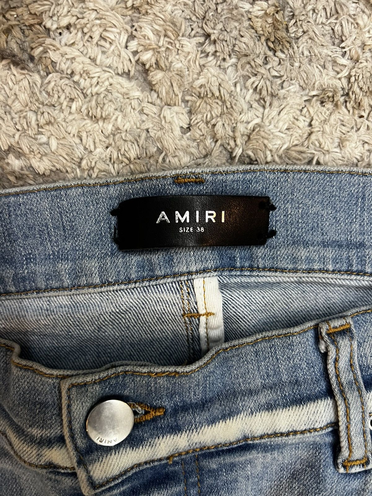 Amiri Amiri MX1 Light Blue Denim Jeans Black Knee Patch – Size 38 Size US 38 / EU 54 - 3 Thumbnail