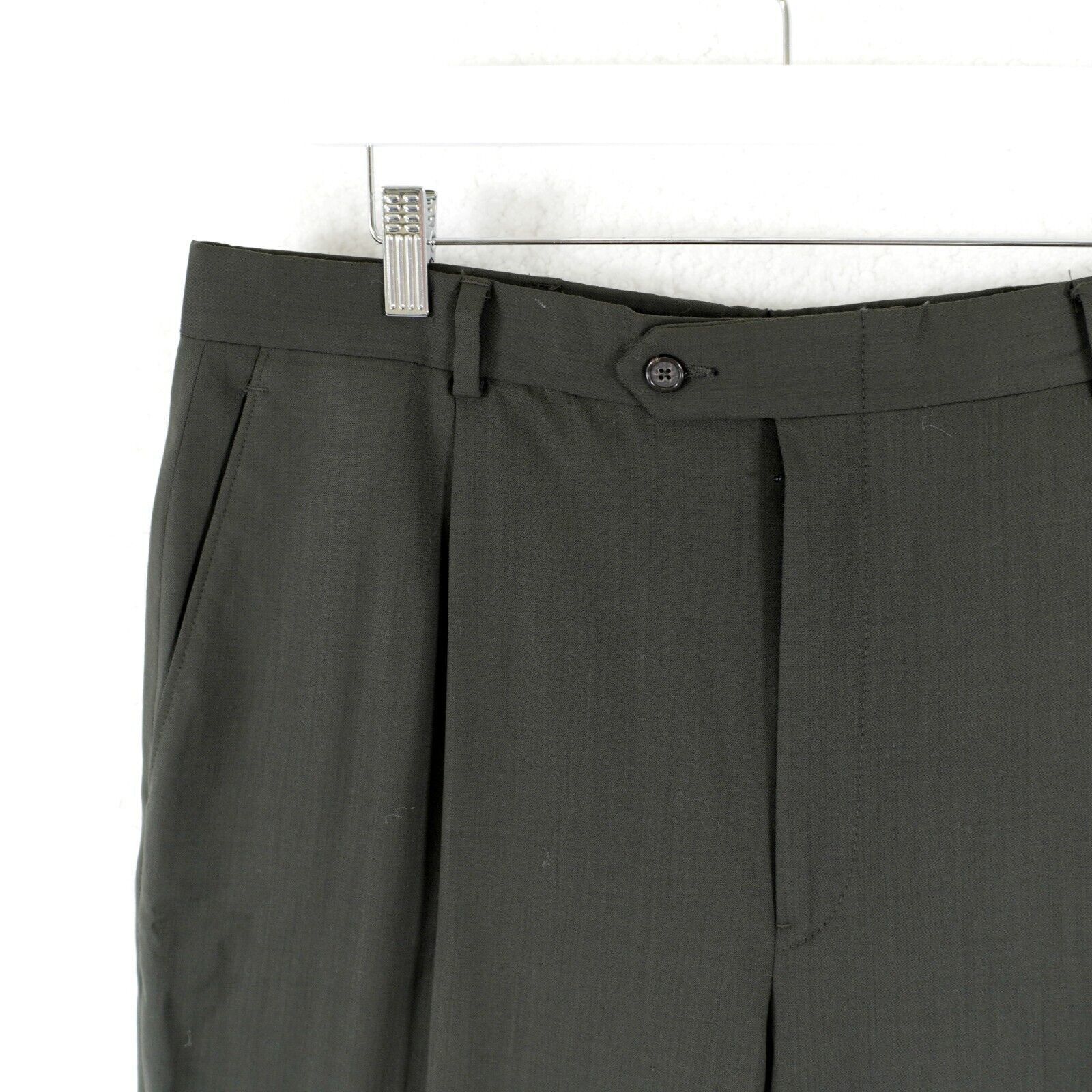 Hart Schaffner Marx Hart Schaffner Marx Wool Green Pleated Cuffed High Rise Dres Size 36S - 3 Thumbnail