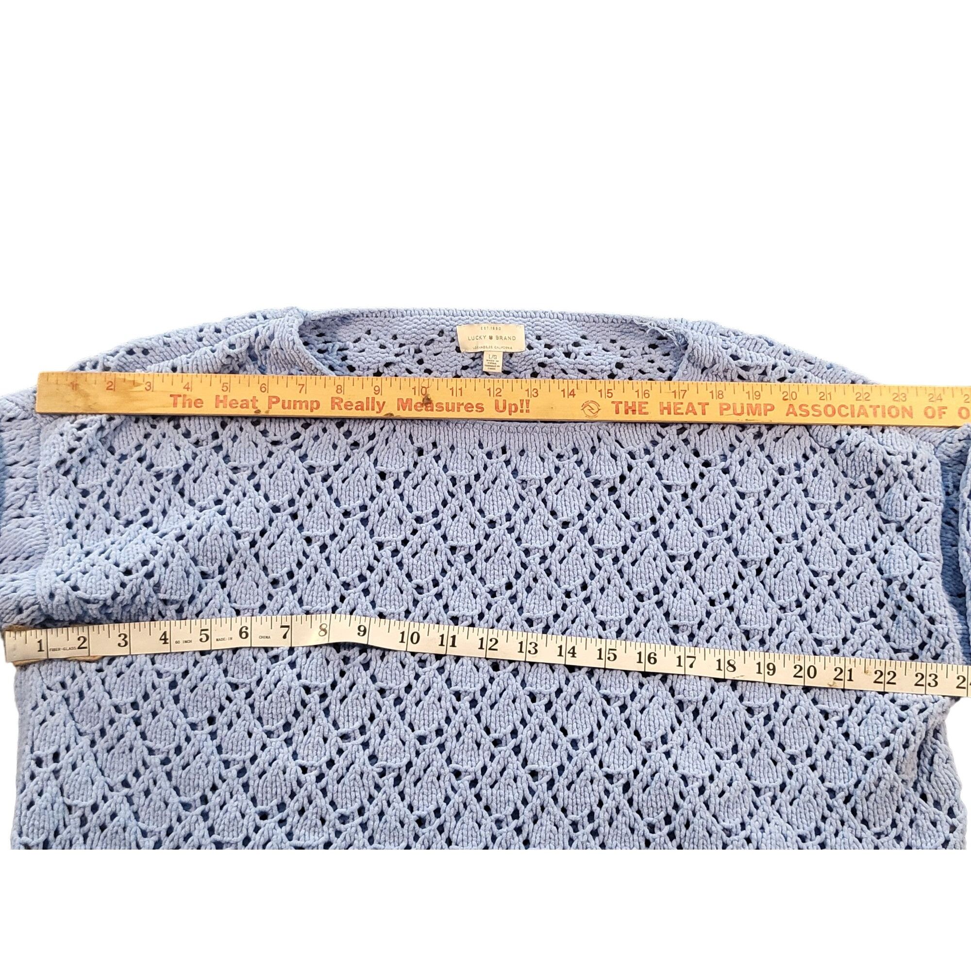 Lucky Brand Lucky Brand Chenille Sweater Women Sz L Open Knit Blue Long Size L / US 10 / IT 46 - 5 Thumbnail