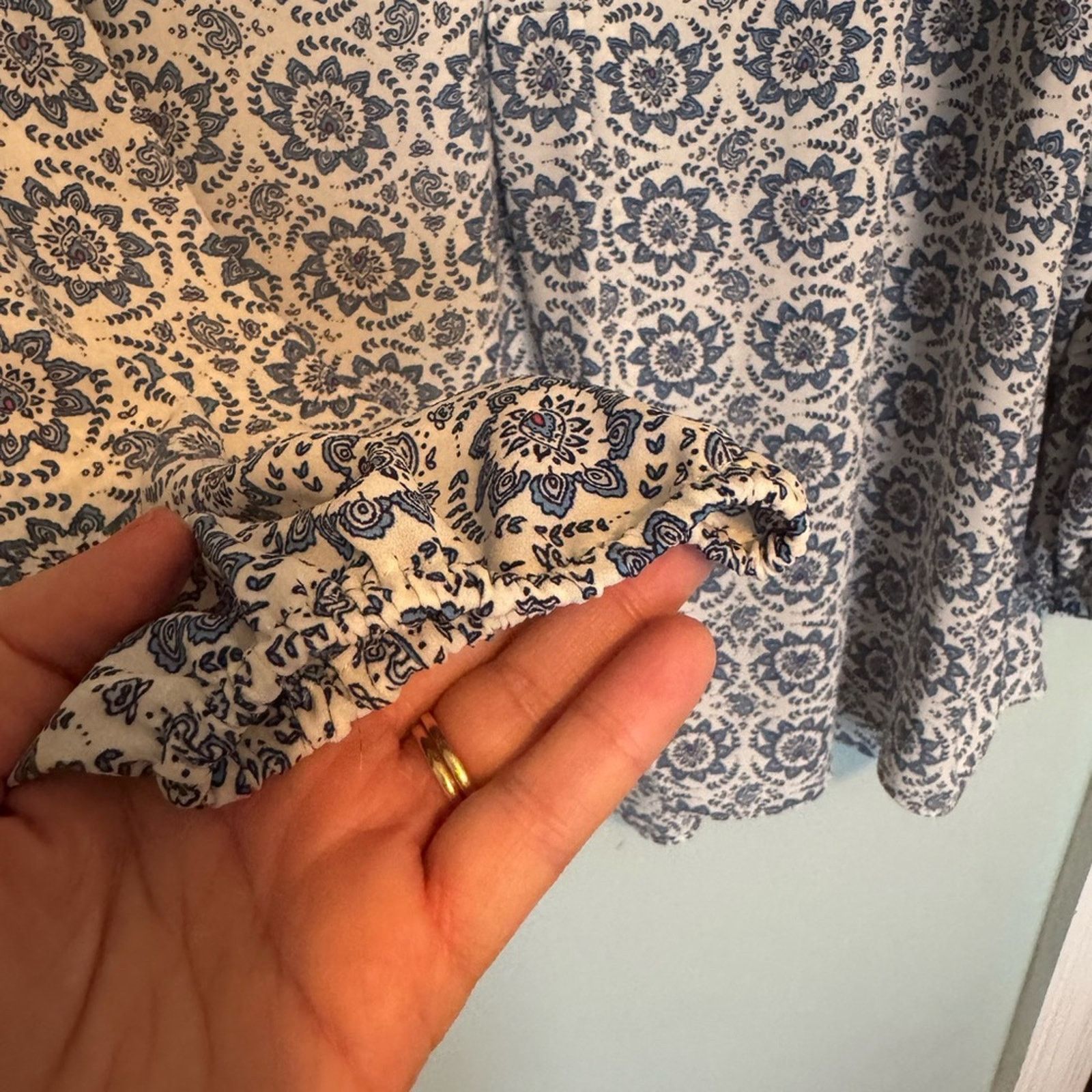 Elie Tahari Tahari Floral Blue and White Women's Top SZ 1X Size XL / US 12-14 / IT 48-50 - 8 Thumbnail