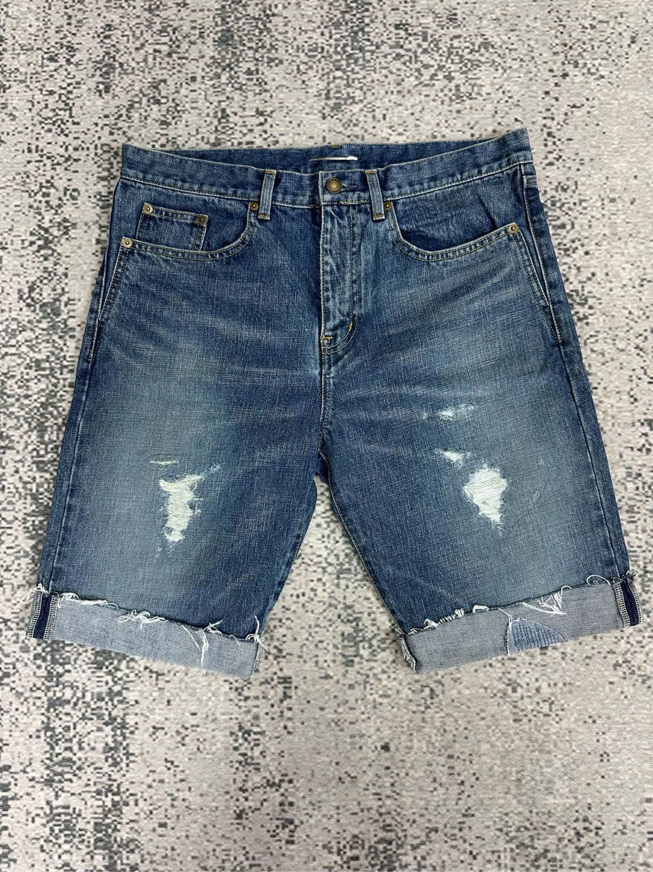 Saint Laurent Paris Saint Laurent Paris Destroy washed denim shorts Size US 31 - 1 Thumbnail