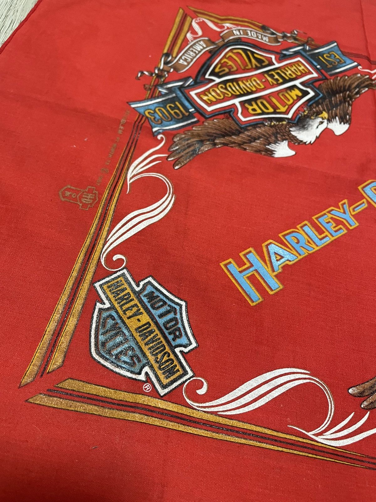 Harley Davidson × Vintage Vintage 3D Emblem Harley Davidson Motorcycle Bandana Size ONE SIZE - 4 Thumbnail