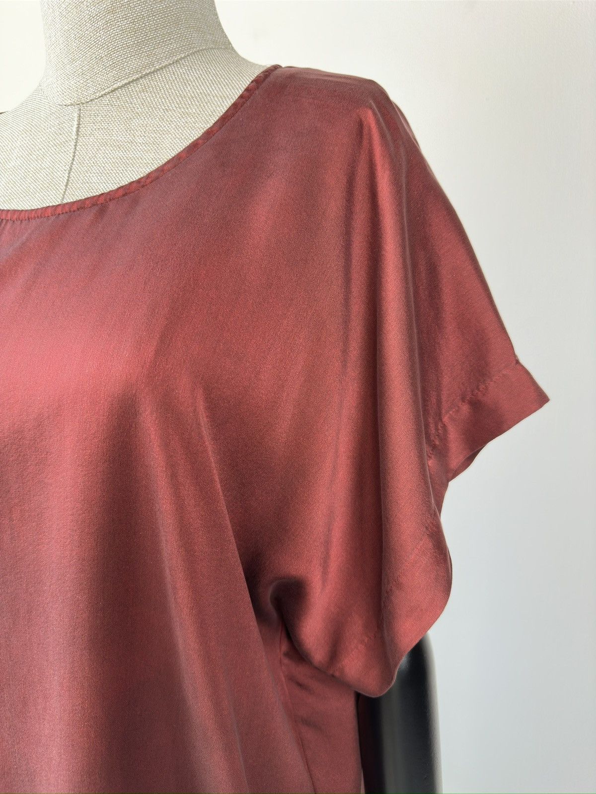Japanese Brand GRIZAS Silk Lagenlook Short Sleeve Mini Dress Oversized Size L / US 10 / IT 46 - 10 Thumbnail