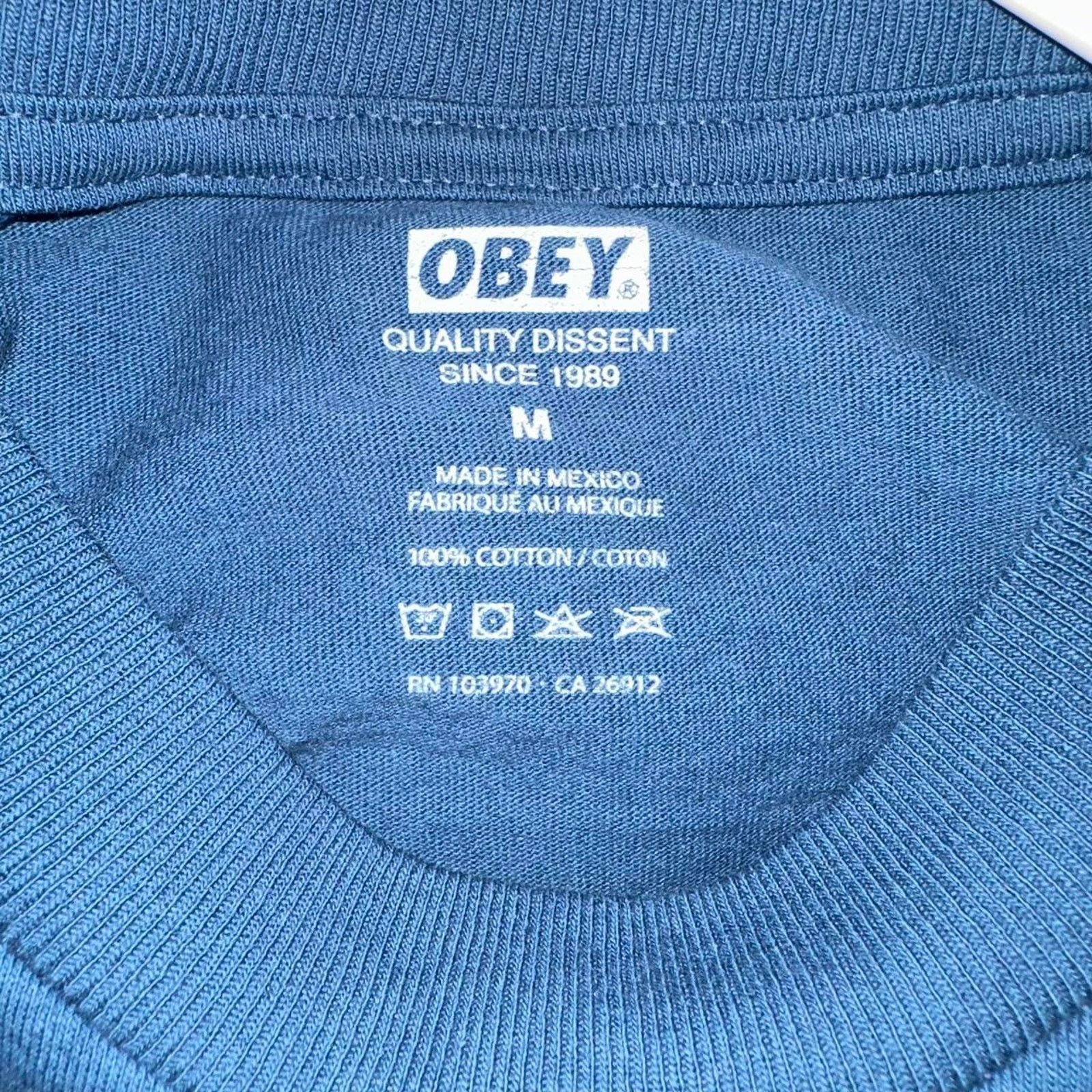 Obey OBEY Navy and Red Logo Graphic Tee Size US M / EU 48-50 / 2 - 3 Thumbnail