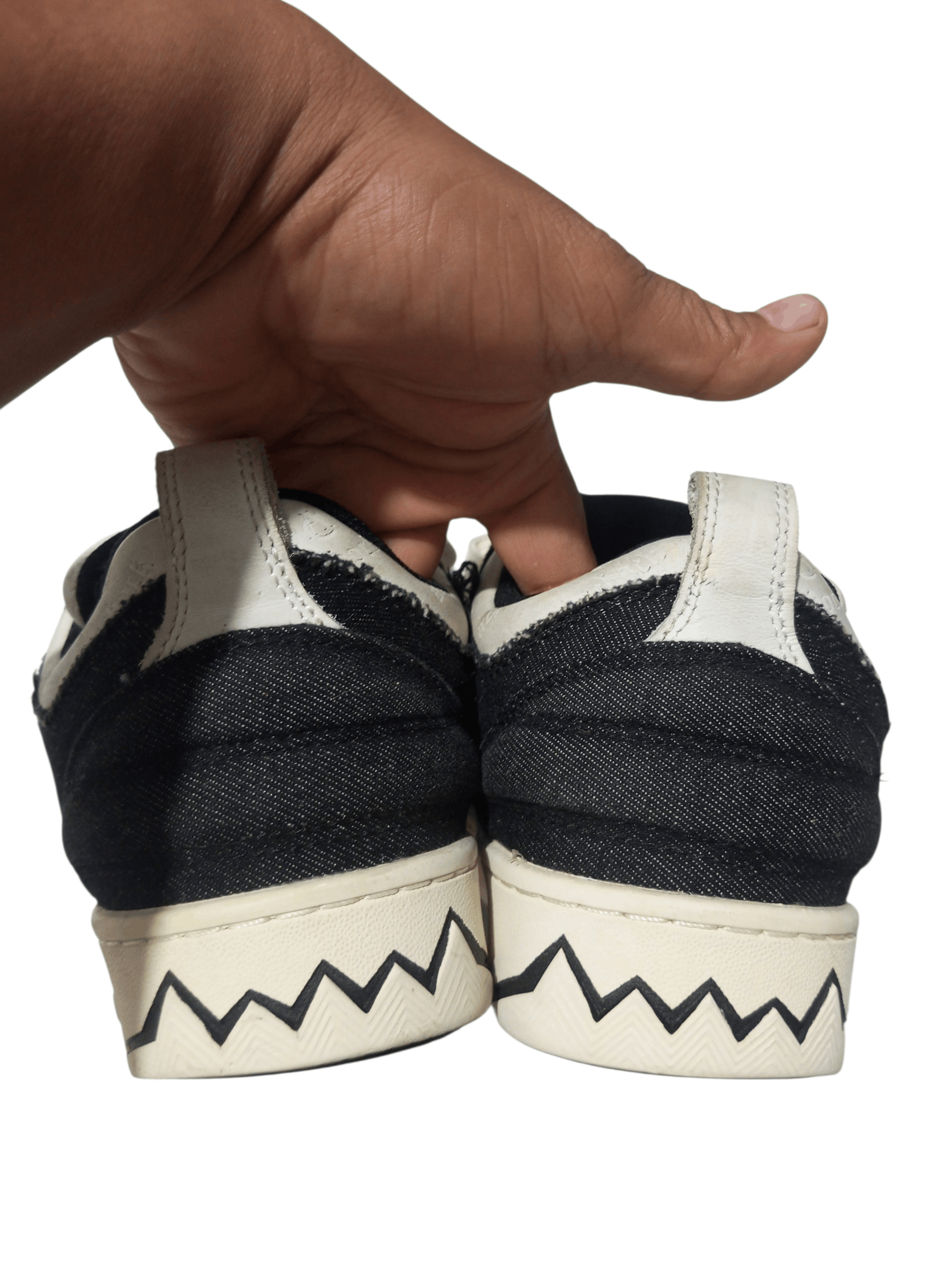 20471120 Achock skateboard mix denim balck & white sneakers Size US 6 / IT 36 - 3 Thumbnail