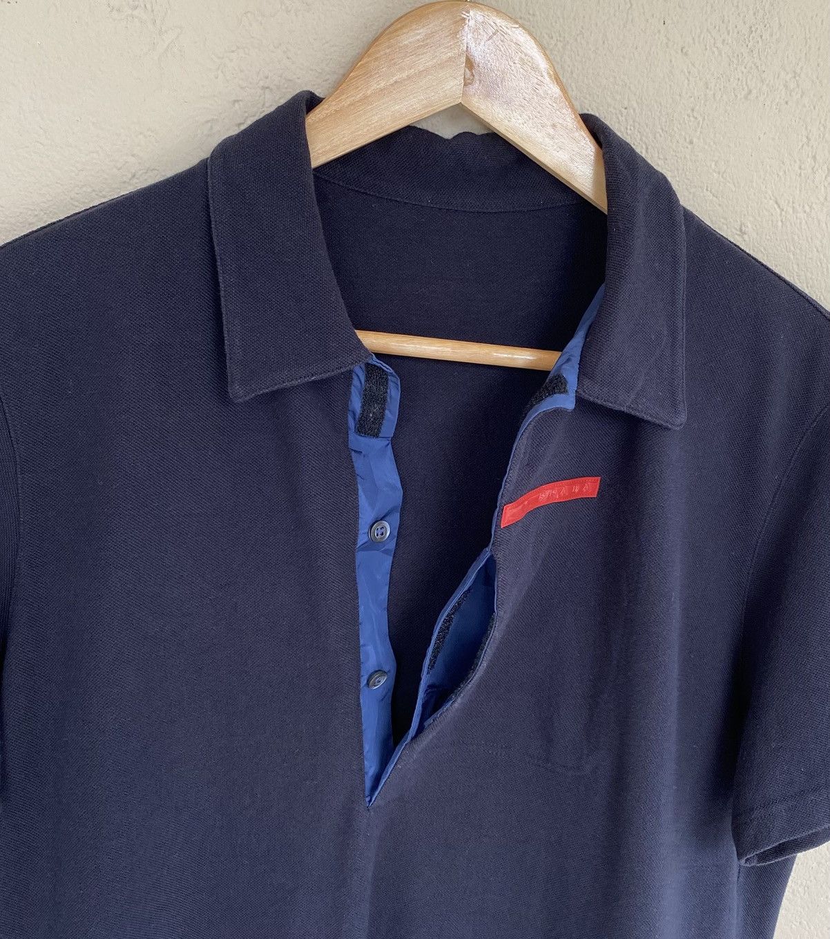 Prada Prada 90s Red Tab Hidden Pocket In Navy Polo Tee Size US M / EU 48-50 / 2 - 4 Thumbnail