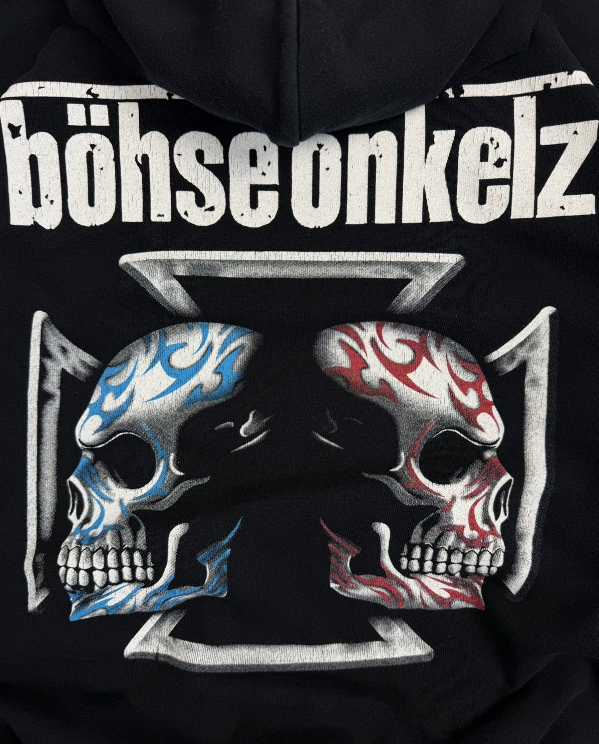 Band Tees 00s Bohse Onkelz Vintage Rock Band Hoodie Skull Cross Print Size US XL / EU 56 / 4 - 6 Thumbnail