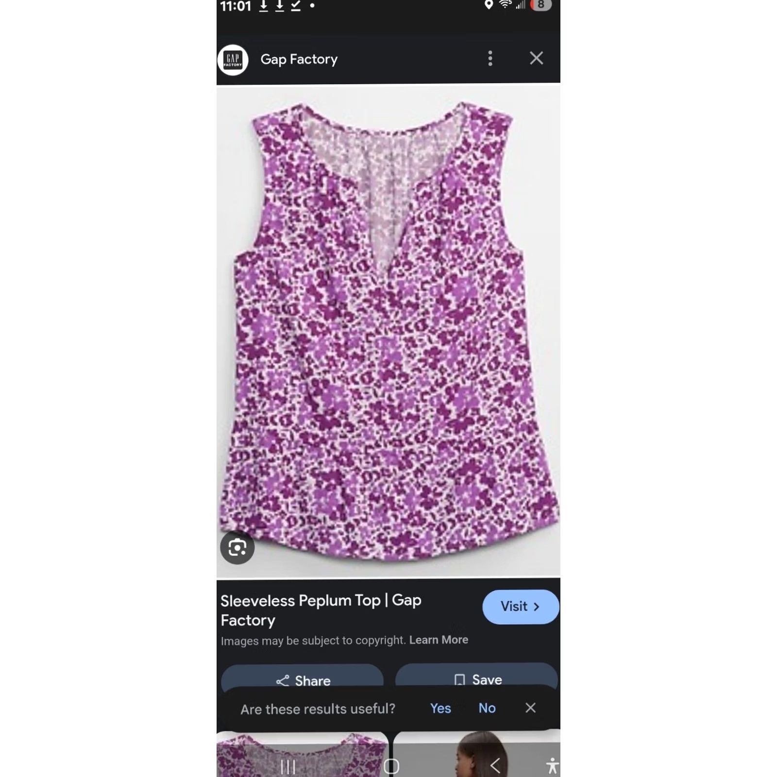 Gap Gap Women's Tank Blouse XL Sleeveless Pink Floral Peplum V-Neck Pullover Casual Summer Mulitcolor Size XL / US 12-14 / IT 48-50 - 3 Thumbnail