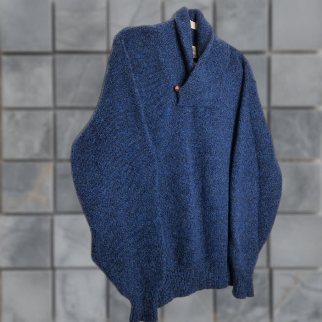 Vintage VINTAGE Cabela's Wool Hunt Fish Sweater Blue Knit 90s Grandpa Large Tall Mens Pullover Knit Size US L / EU 52-54 / 3 - 1 Thumbnail