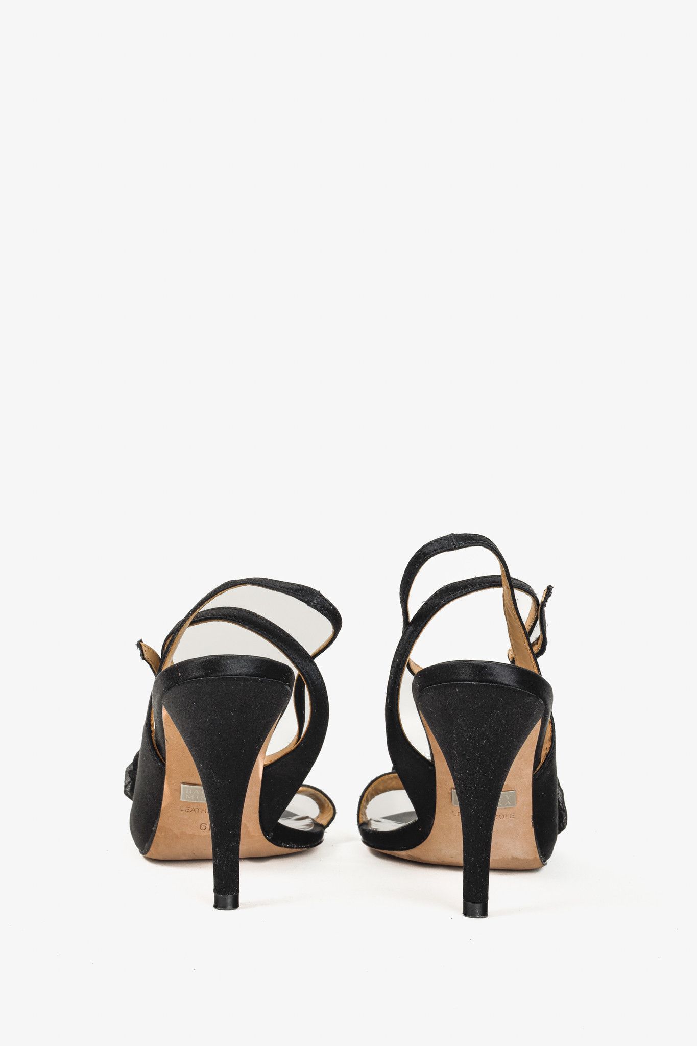 Badgley Mischka Badgley Mischka Dylan Diamante Buckle Black Tie Satin Heel Size US 5.5 / IT 35.5 - 3 Thumbnail