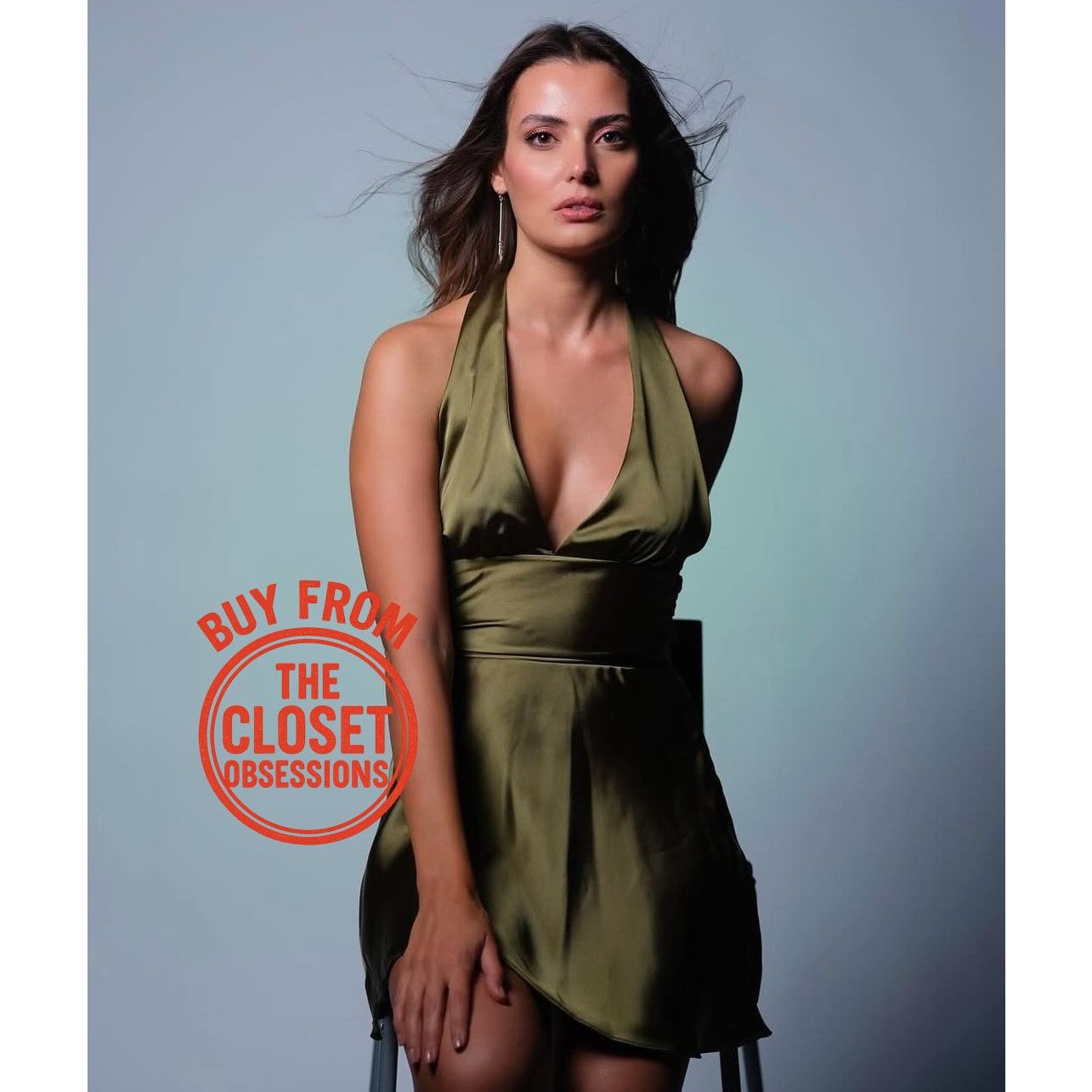 Zara Zara Satin Halter Mini Dress Olive Green Open Back NWT Size L / US 10 / IT 46 - 12 Thumbnail