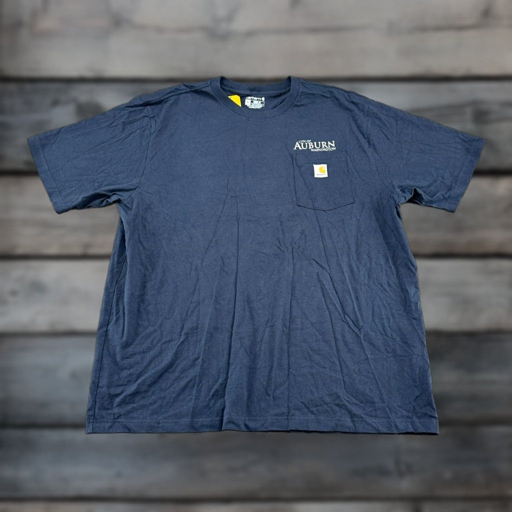 Carhartt Carhartt Shirt Mens XL Blue Short Sleeve Logo Cotton Navy NVY K87 Regular Fit Size US XL / EU 56 / 4 - 1 Thumbnail