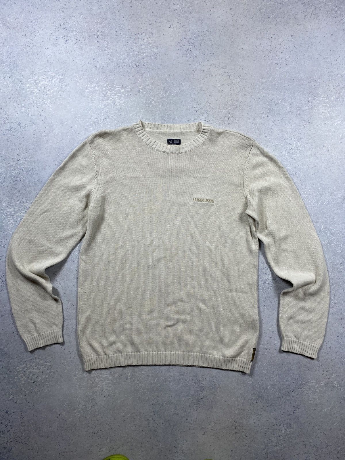 Armani Armani Jeans Mens White Sweater With Mini Logo Made in Italy Size US M / EU 48-50 / 2 - 1 Thumbnail
