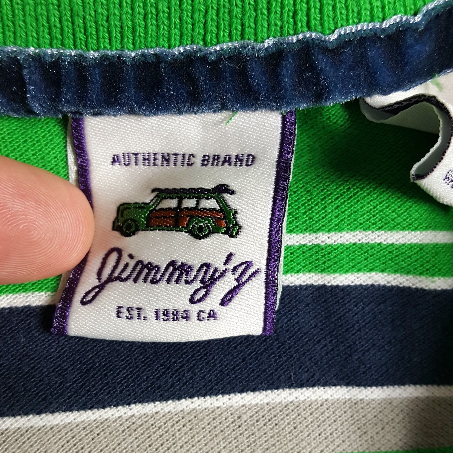 Vintage VINTAGE Jimmy'z Polo Shirt Striped Shirt Size L Green 100% Cotton Casual Grunge Surf Skater 90s Mens Size US L / EU 52-54 / 3 - 3 Thumbnail